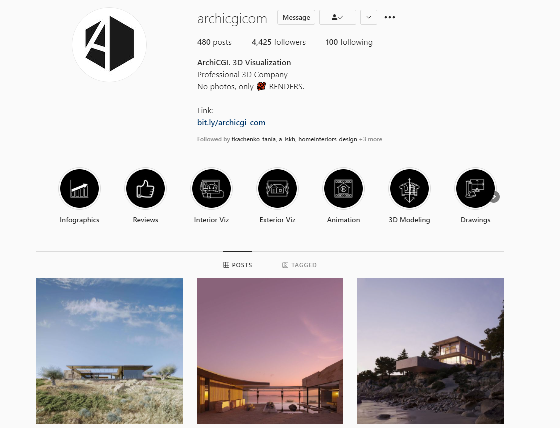 Instagram Account with Architectural CGI