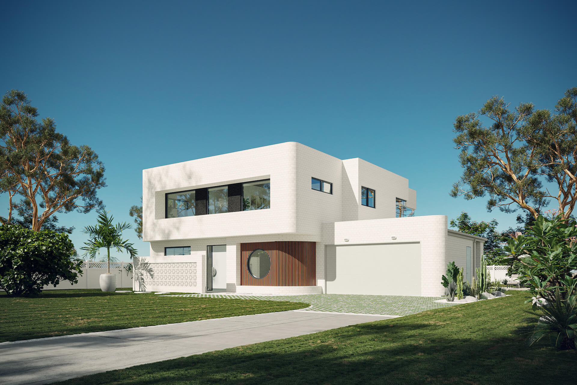 Photorealistic 3D Exterior Render of a Stylish House