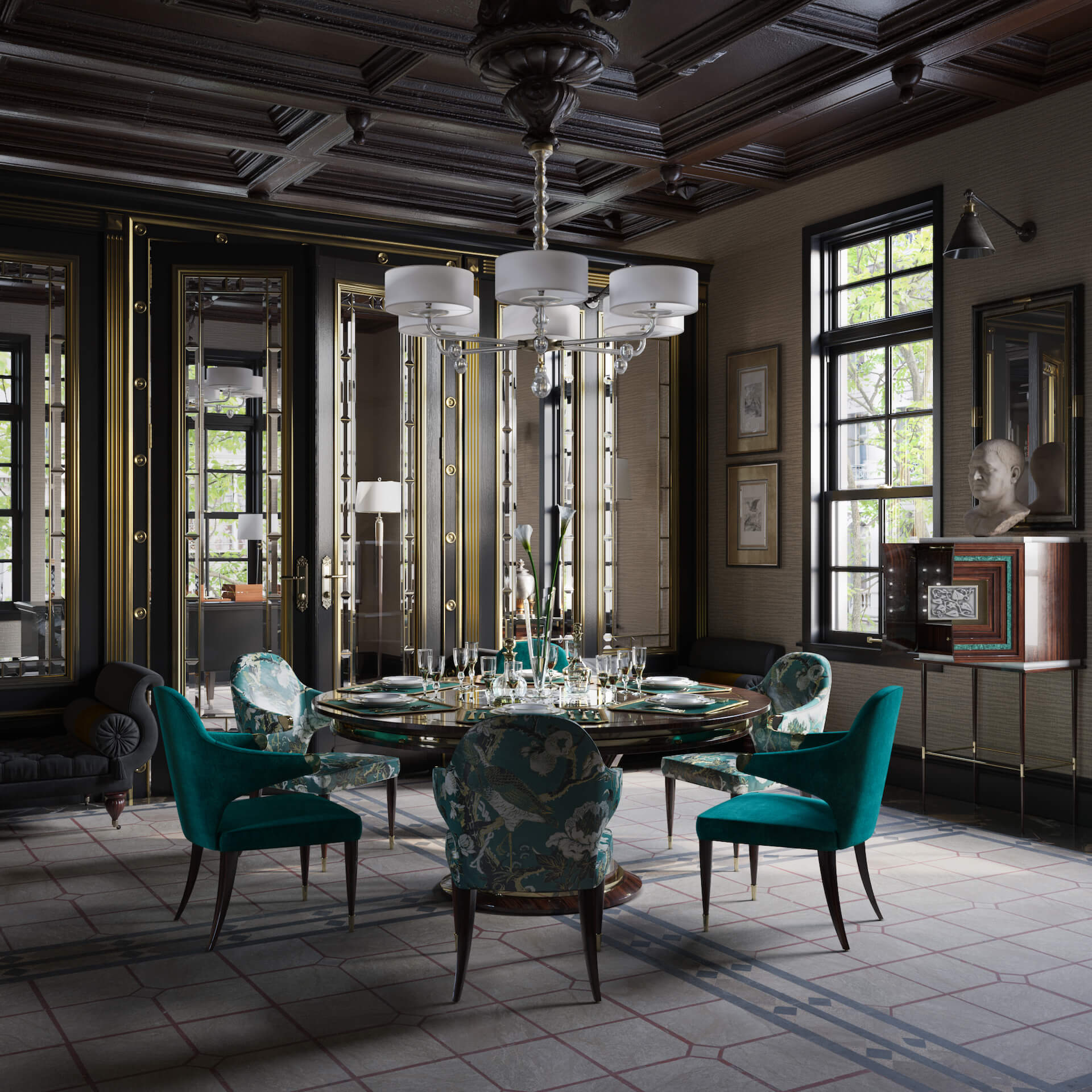 3D Rendering of a Gorgeous Dining Room Interior Design
