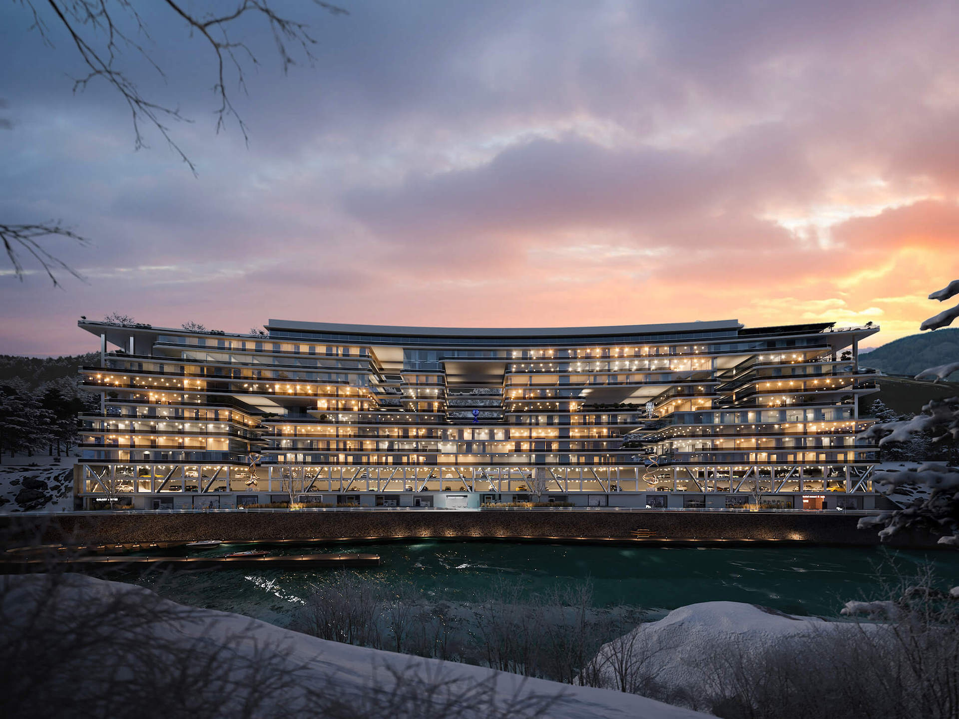 A Waterfront Hotel Visualized in 3D by ArchiCGI Company