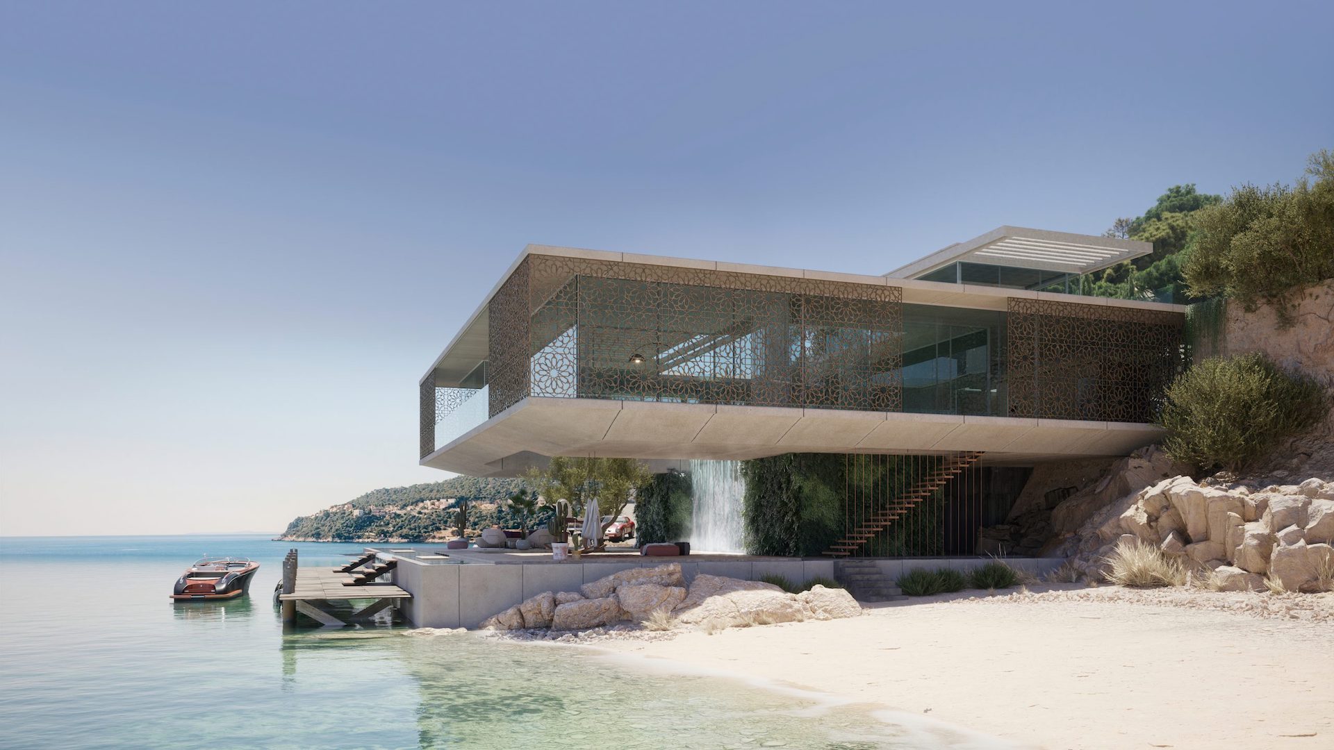 3D Digital Rendering of a Chic Mediterranean Villa