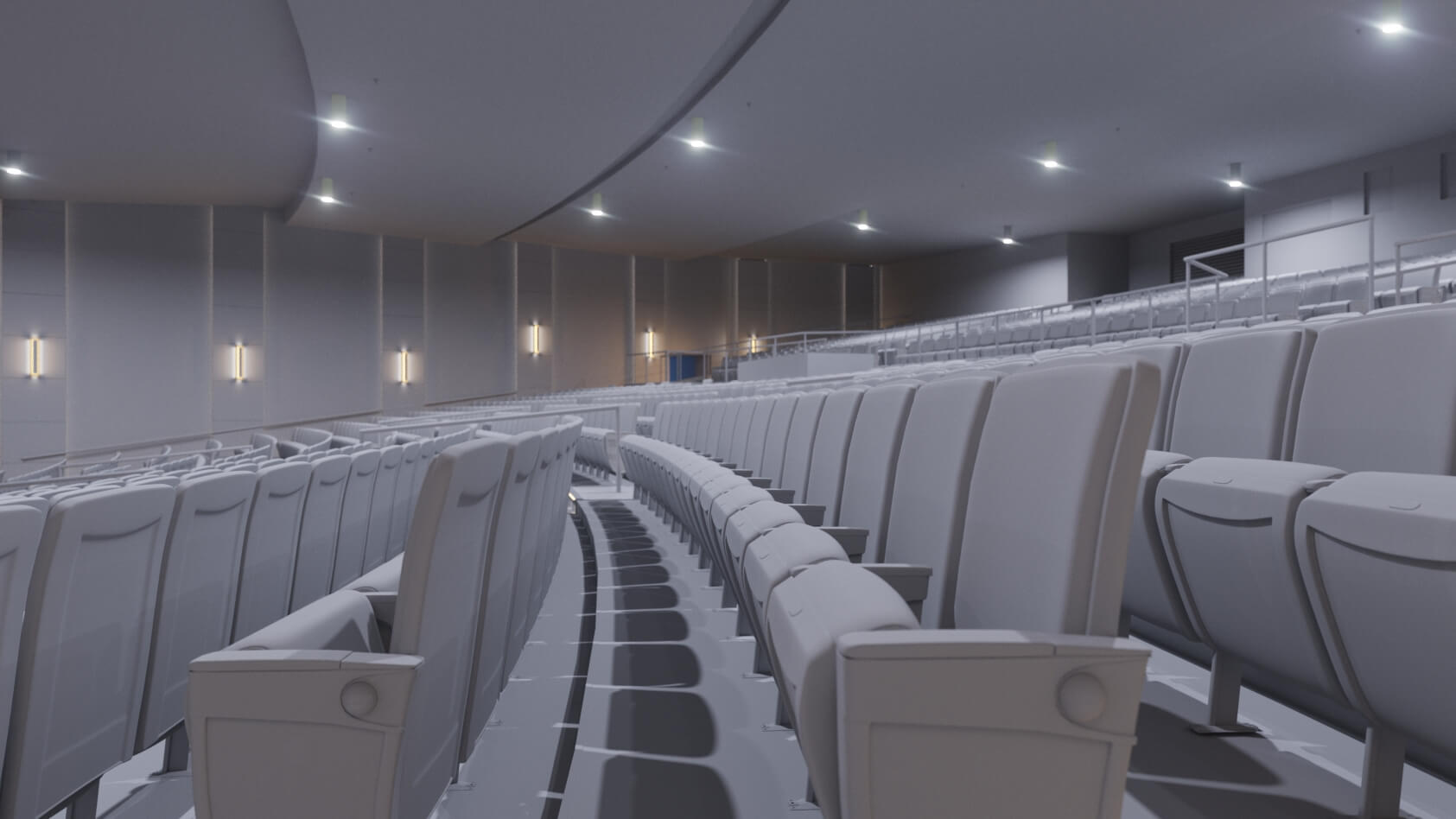 Side View on Chairs for Theater 3D Animation