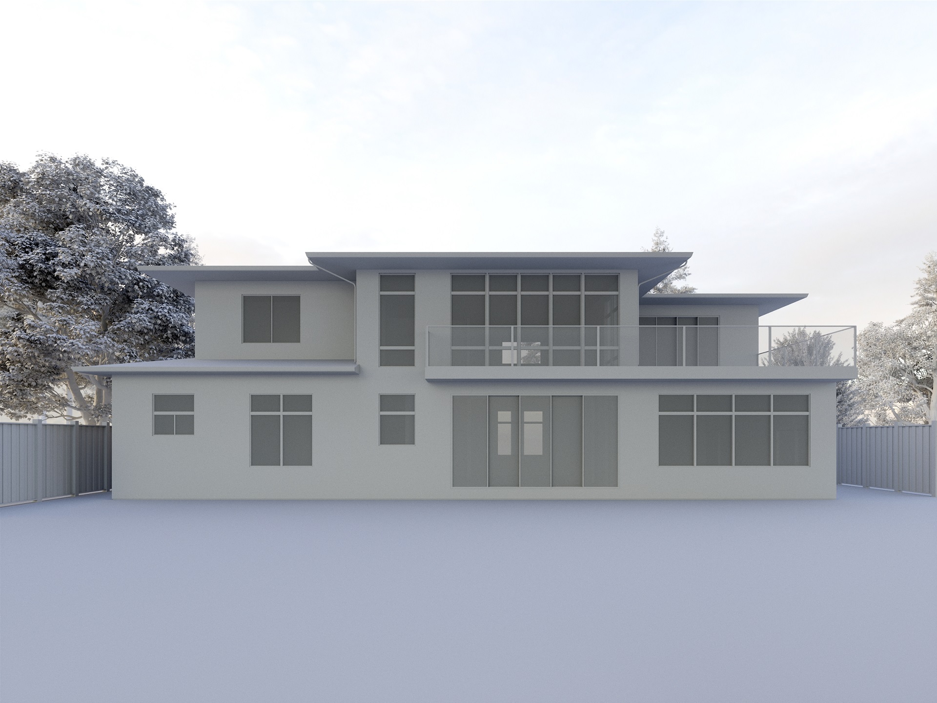 Grayscale Exterior 3D Visualization
