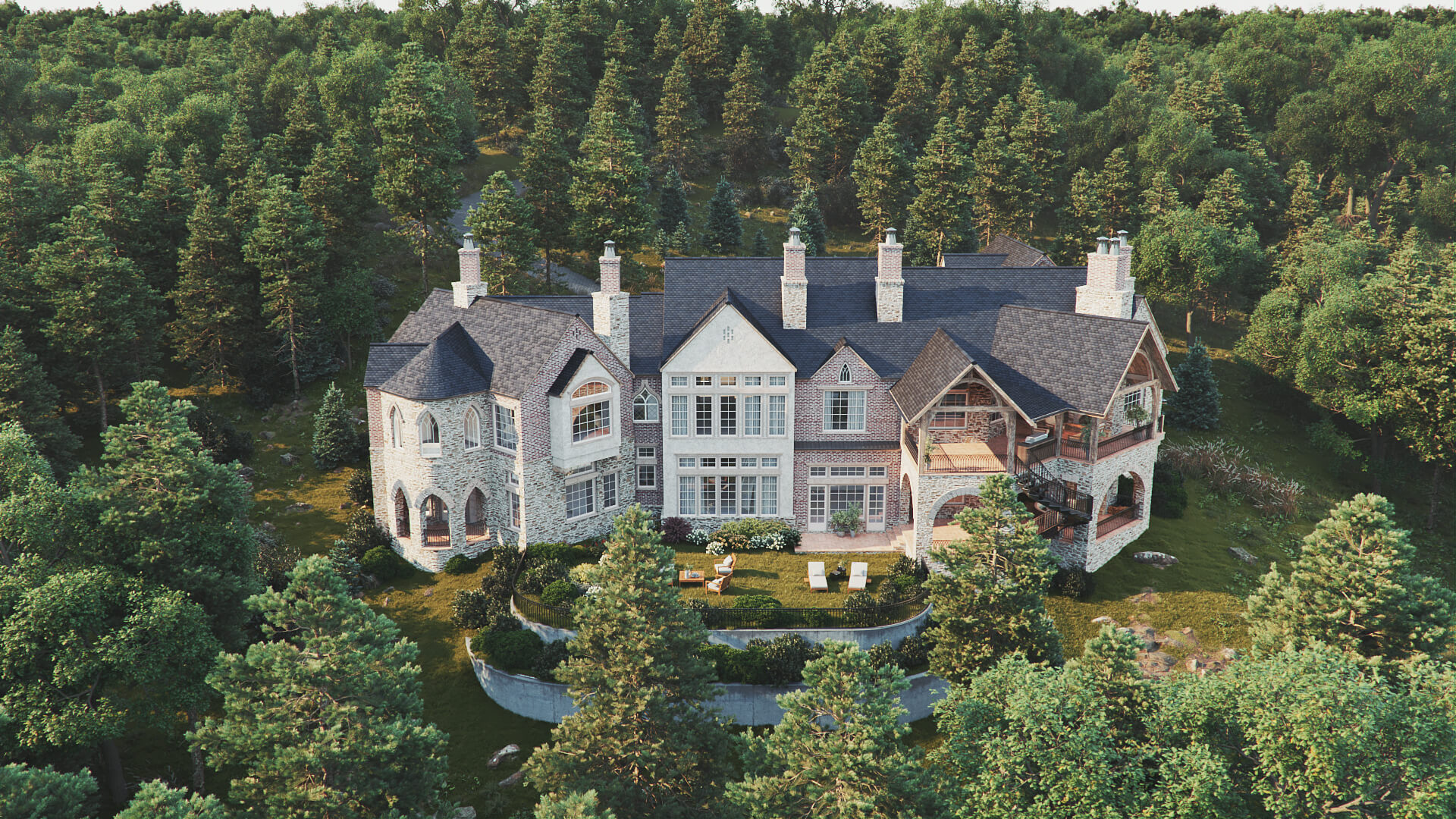 3D Visualization of a Magnificent Mansion in North Carolina