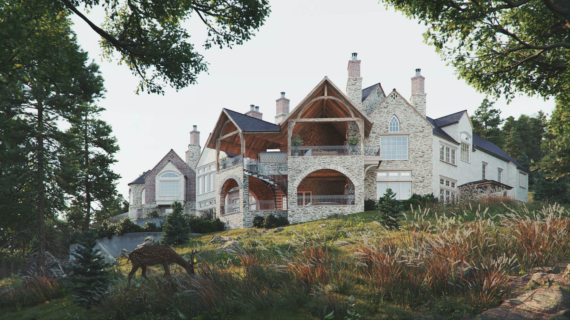 3D Rendering of a Mansion in North Carolina