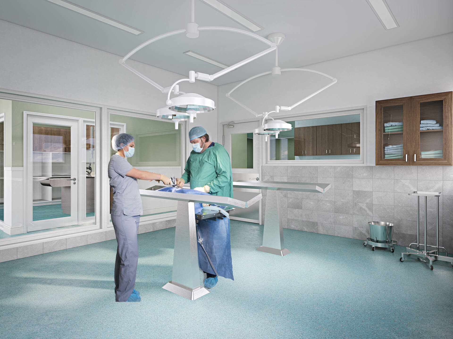 First Draft of Surgery Room CG Image with Doctors