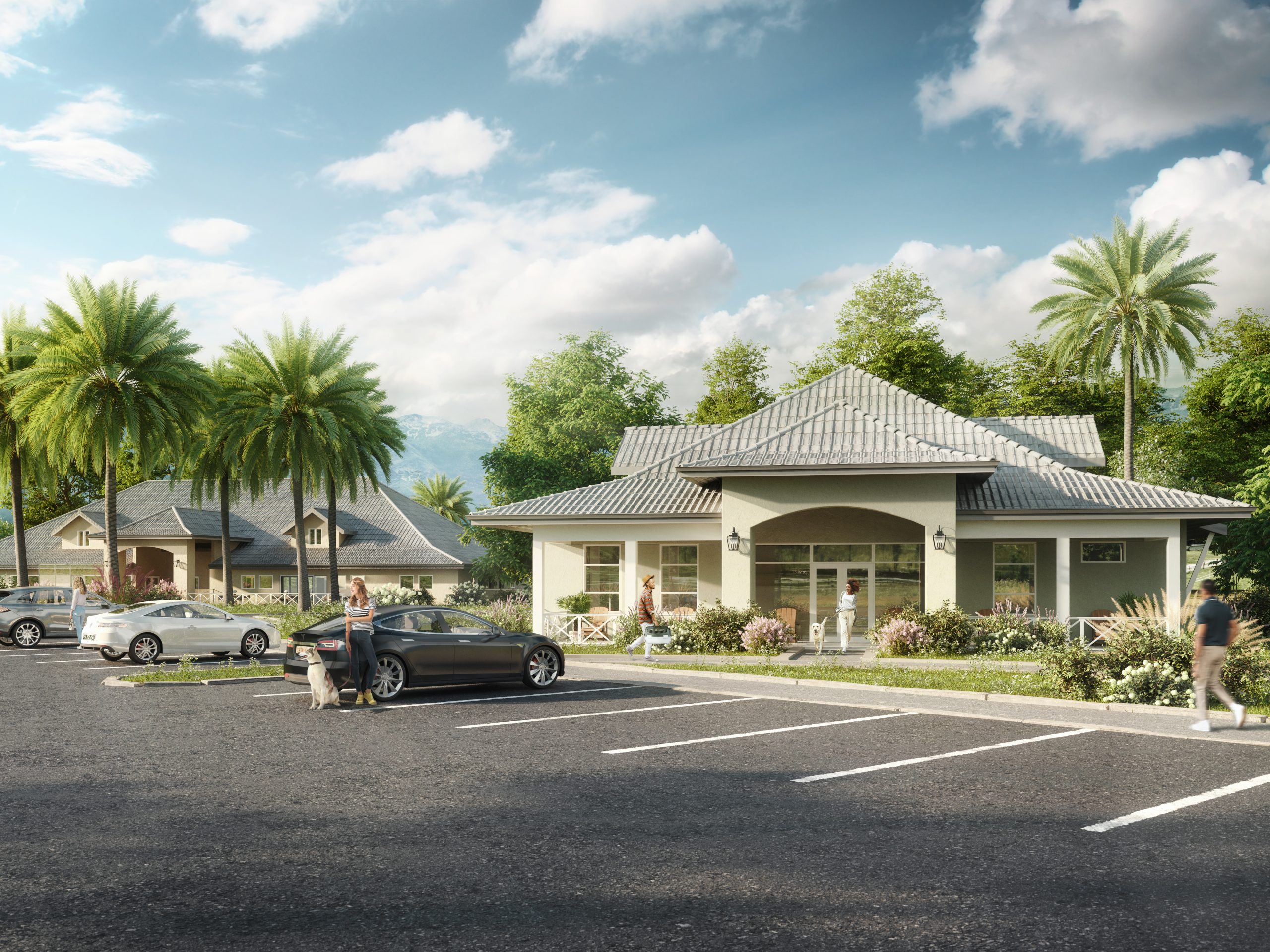 Exterior 3D Building Rendering of a Veterinary Institution in Hawaii