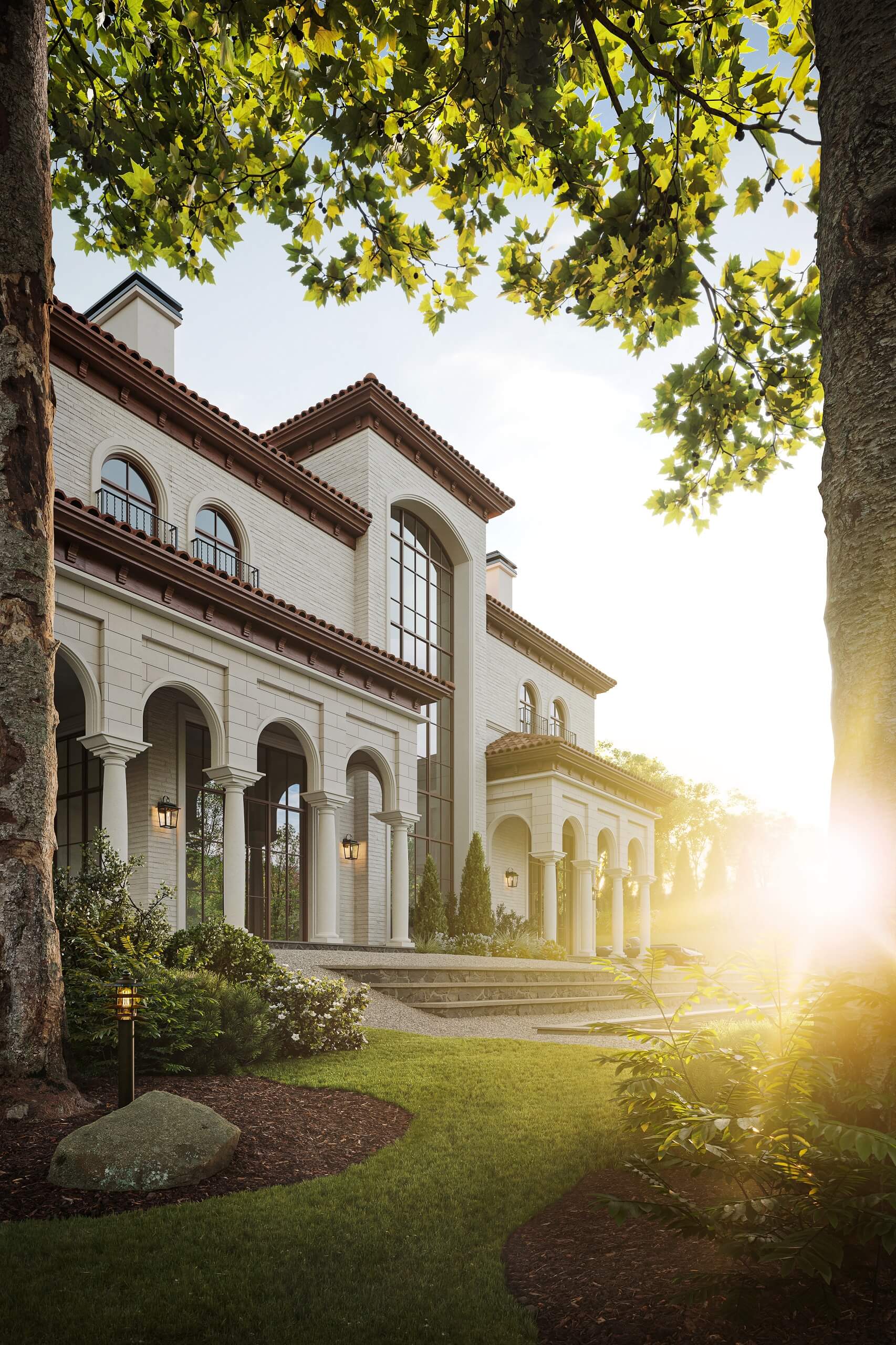 Exterior Rendering of a Mansion in California