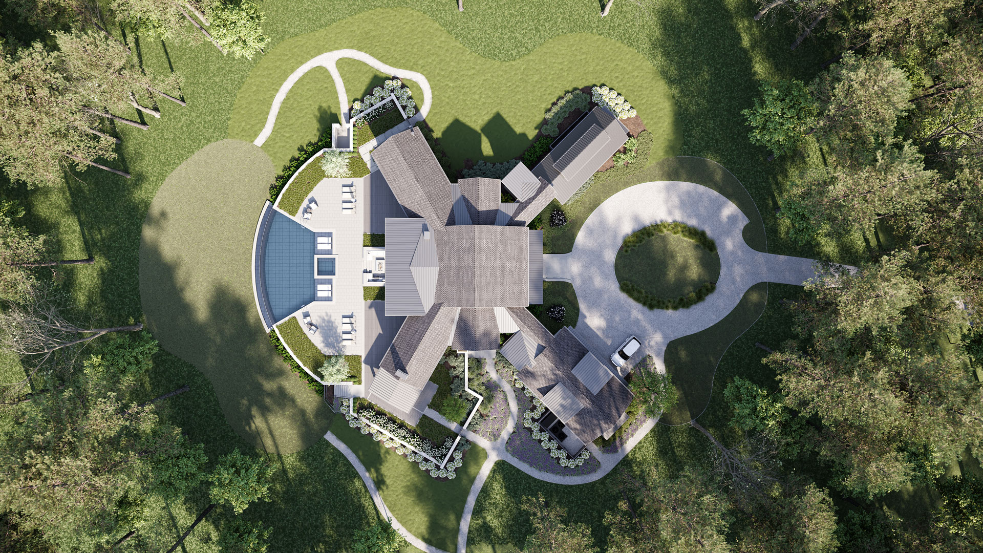 Exterior Renderings for a House in Georgia: the Bird View