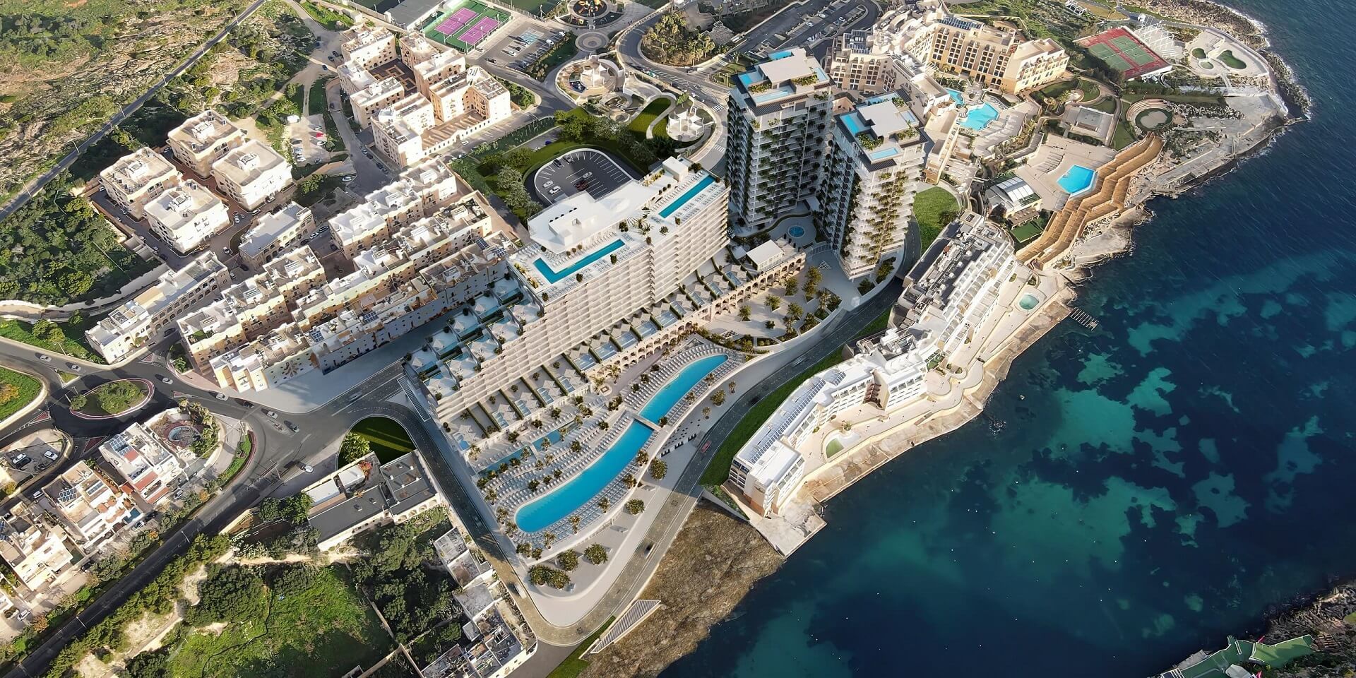 Aerial 3D Render of a Hotel Complex