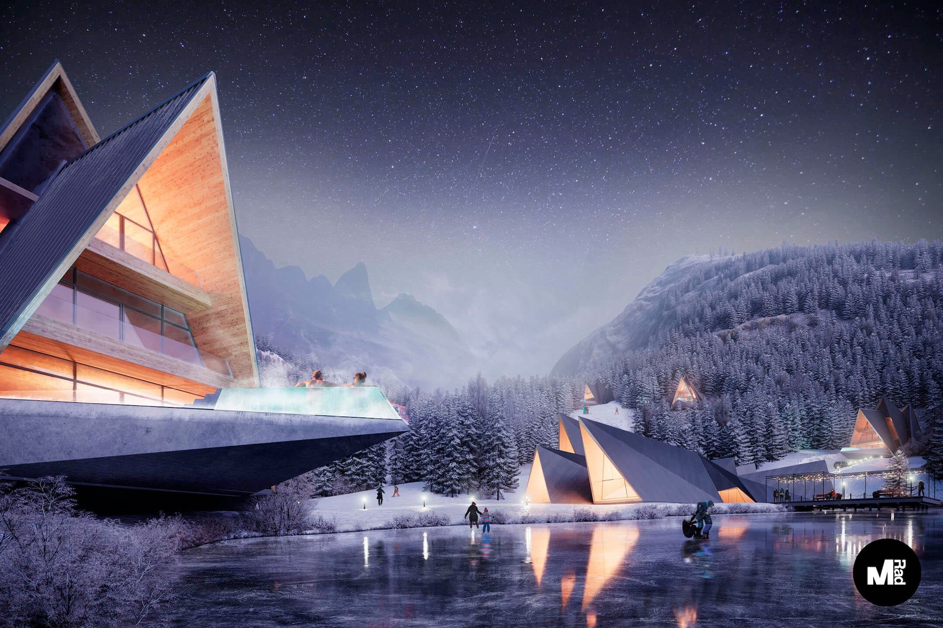 Christmas-Themed Presentation Ideas for Architects: Nighttime CGI