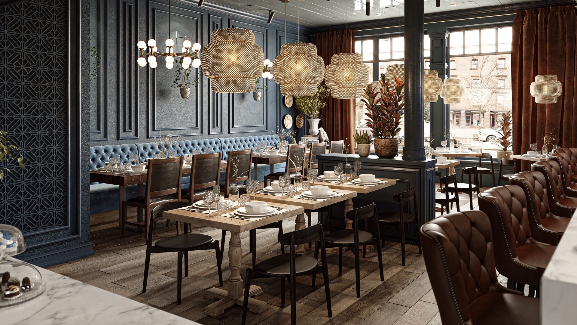 Photorealistic Restaurant Interior Design CGI
