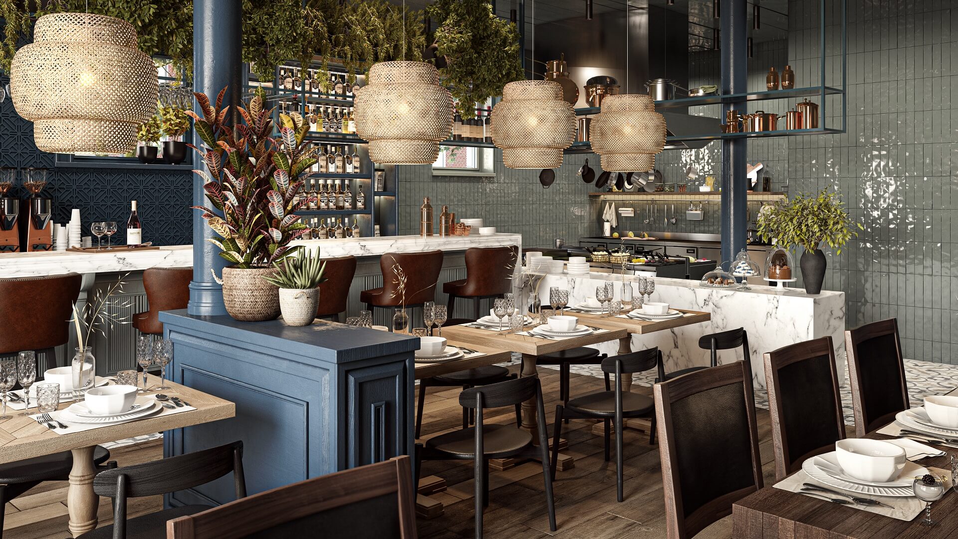 Realistic Restaurant Interior Design CGI