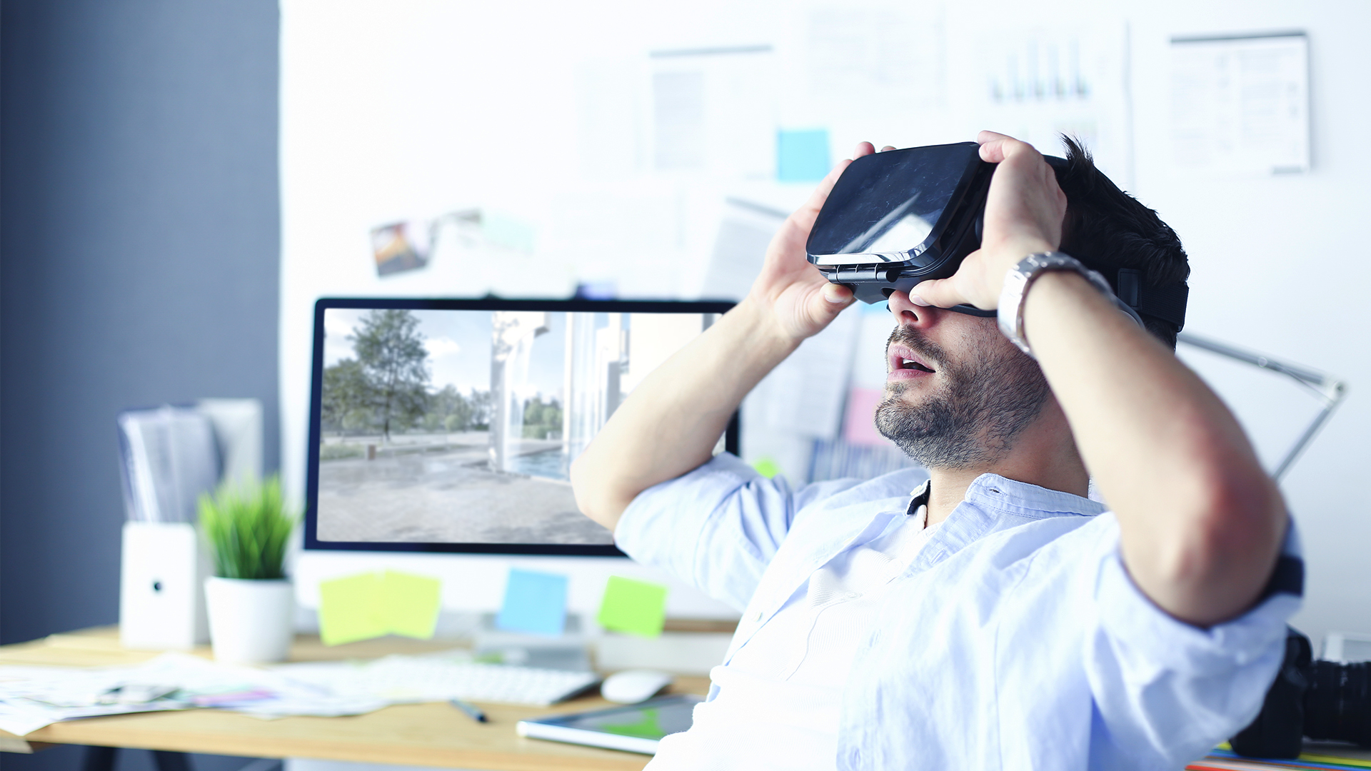 An Architect Working in a VR Headset