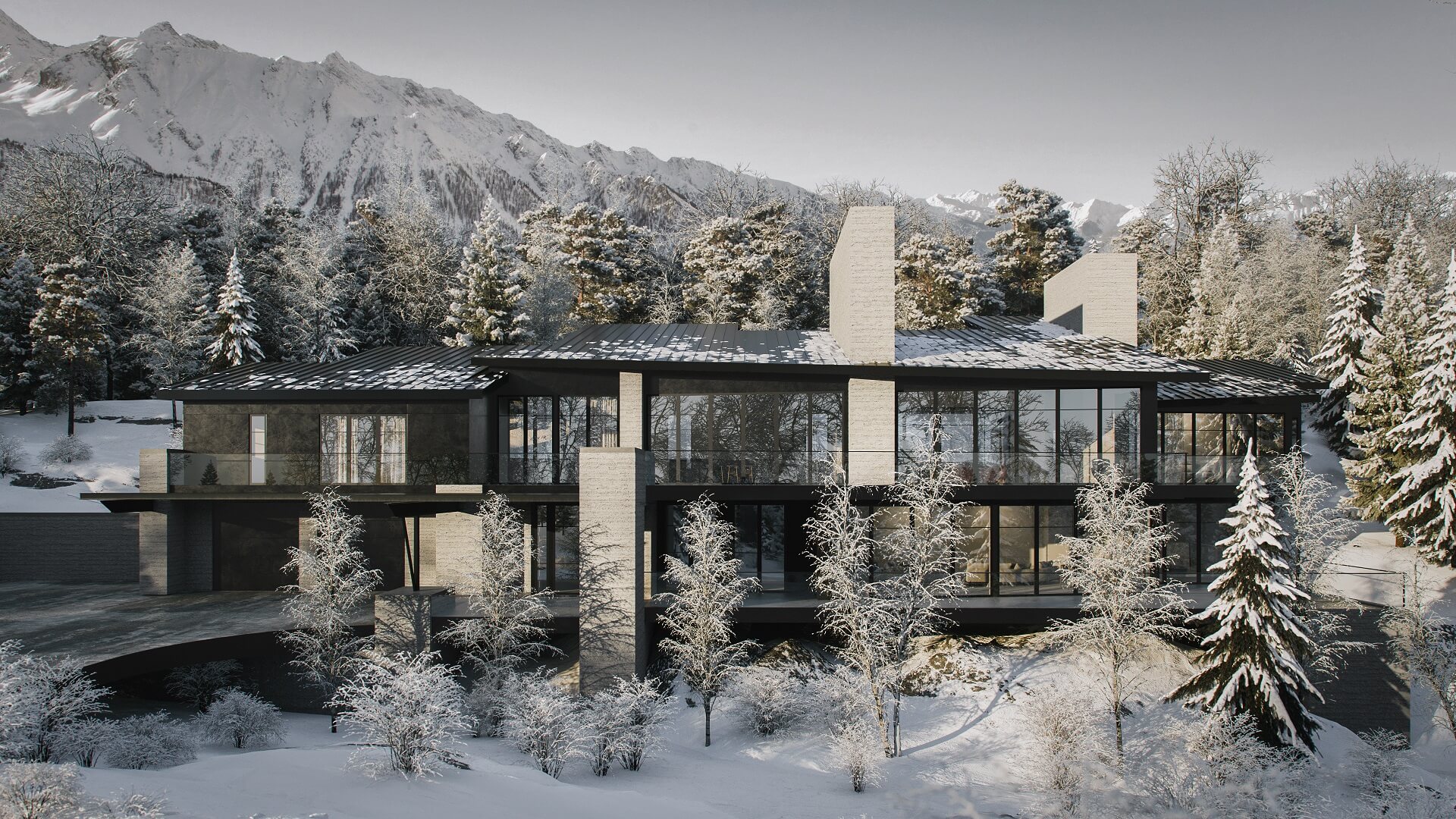 Intermediate Results of the Winter Residence 3D Rendering