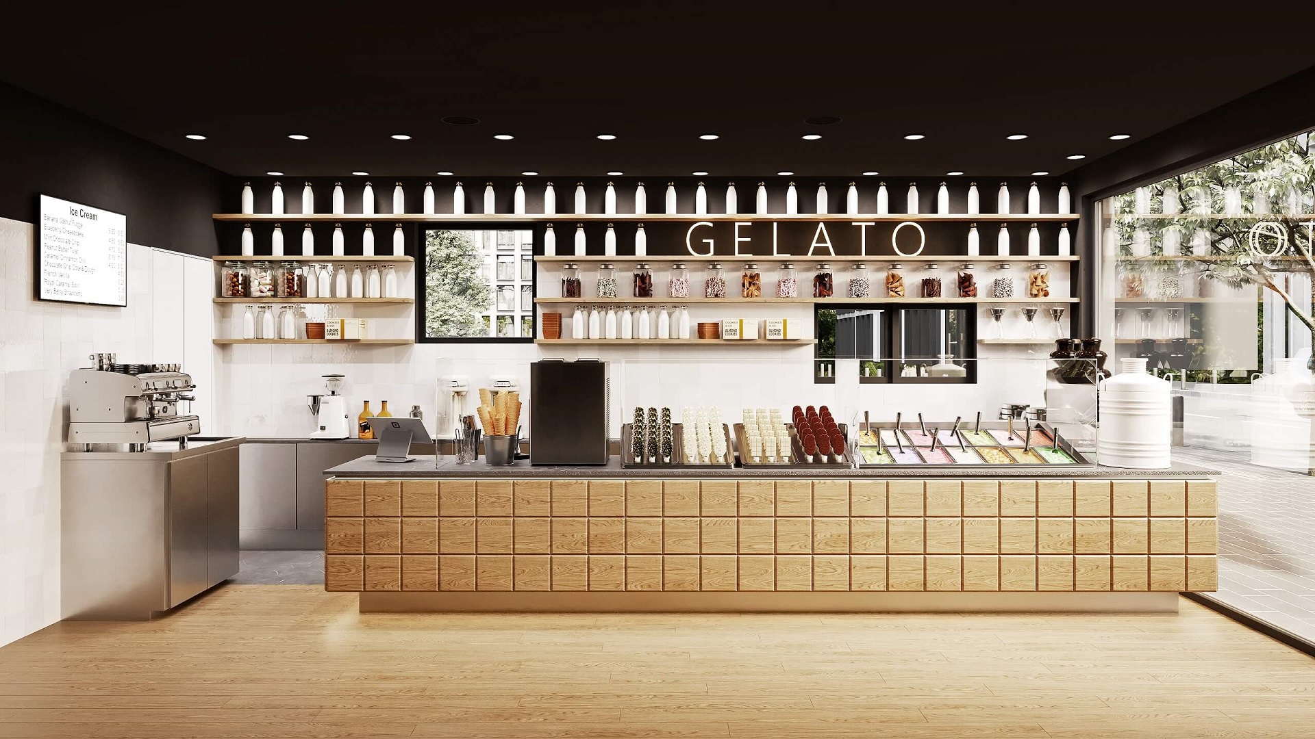 Commercial 3D Rendering of an Ice Cream Parlor