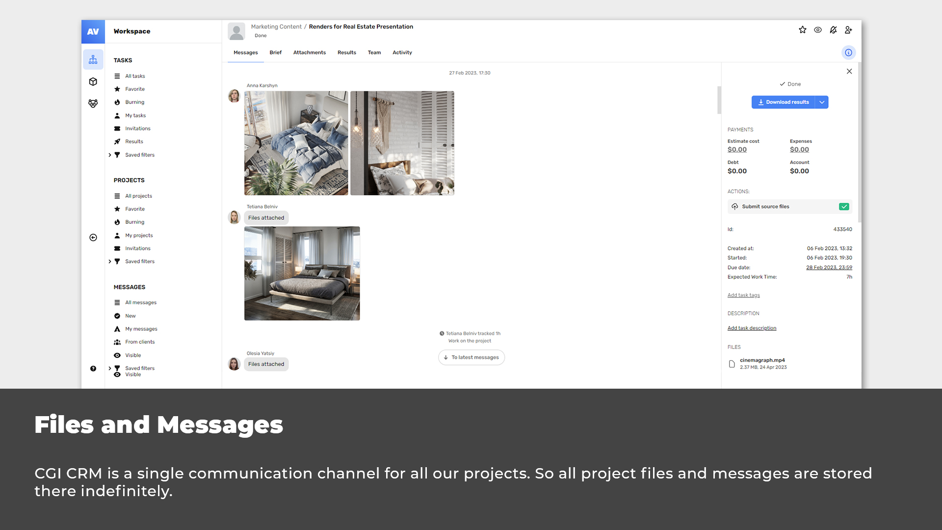 3D Project Management Platform with Messages and Filesharing