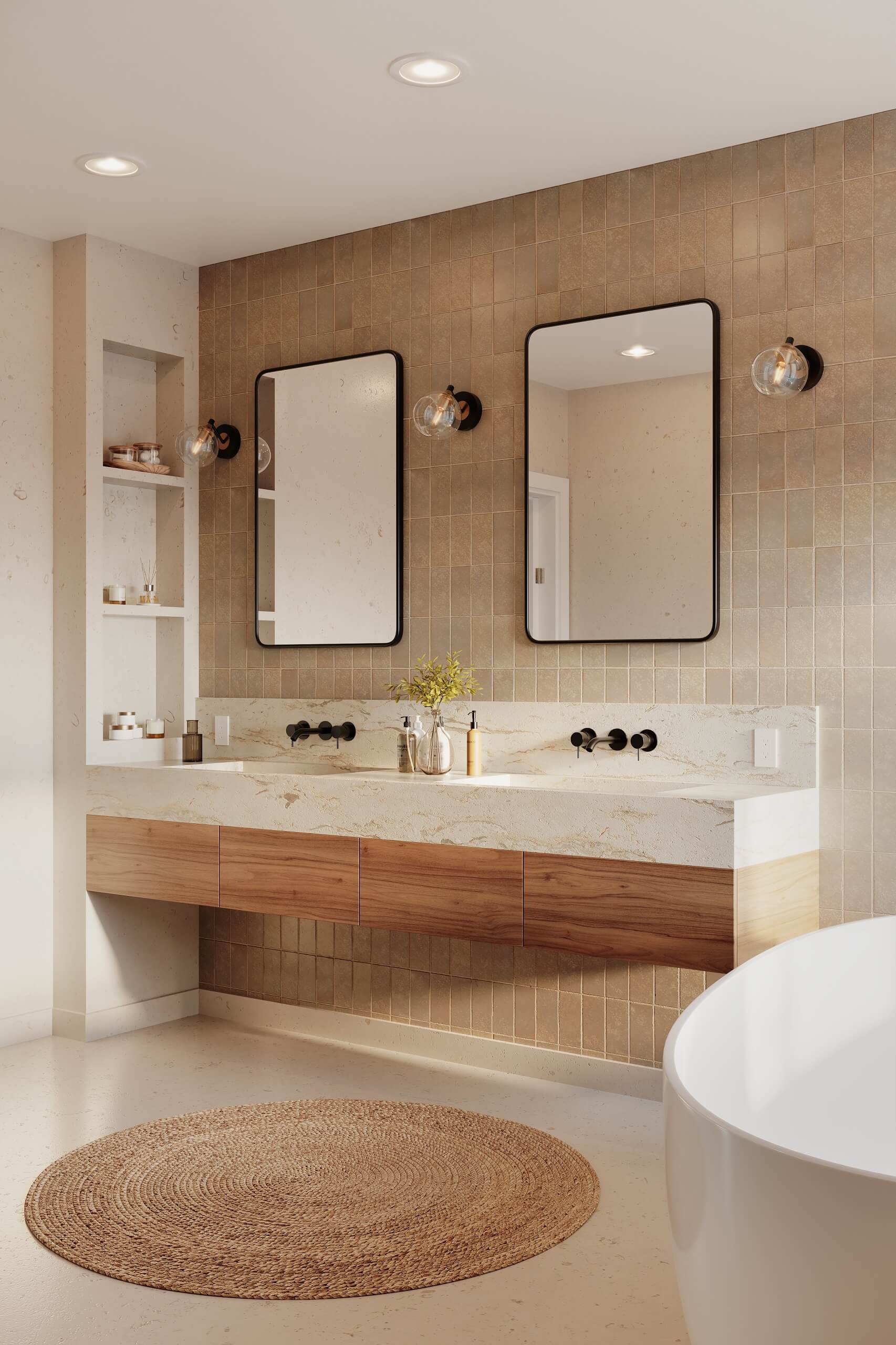 Modern Bathroom Interior 3D Rendering