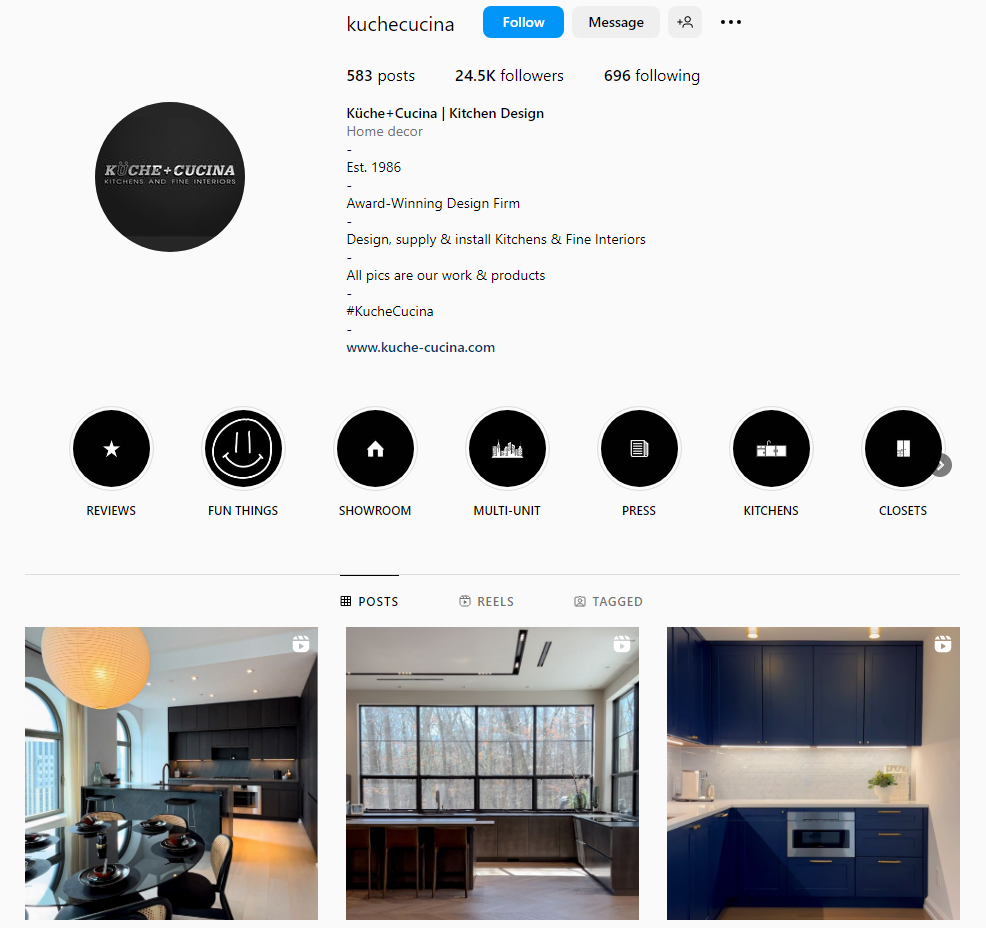 Consistent Style on an Instagram Account of an Interior Design Firm