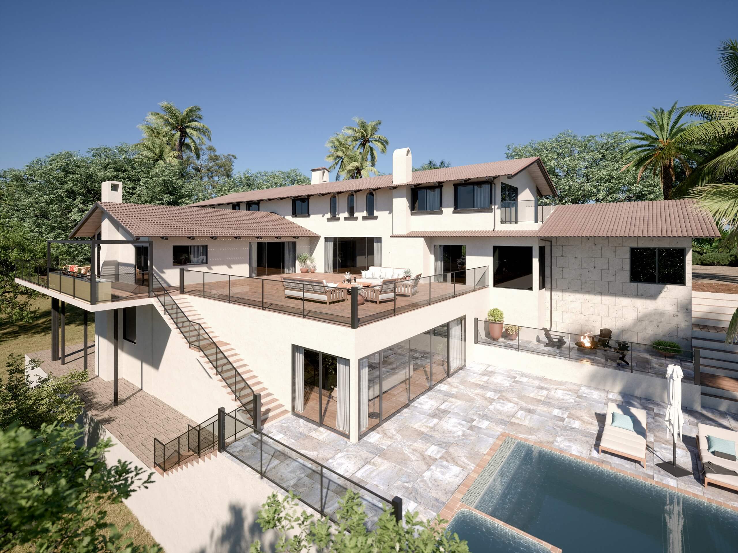 Exterior 3D Render of a Residence in California