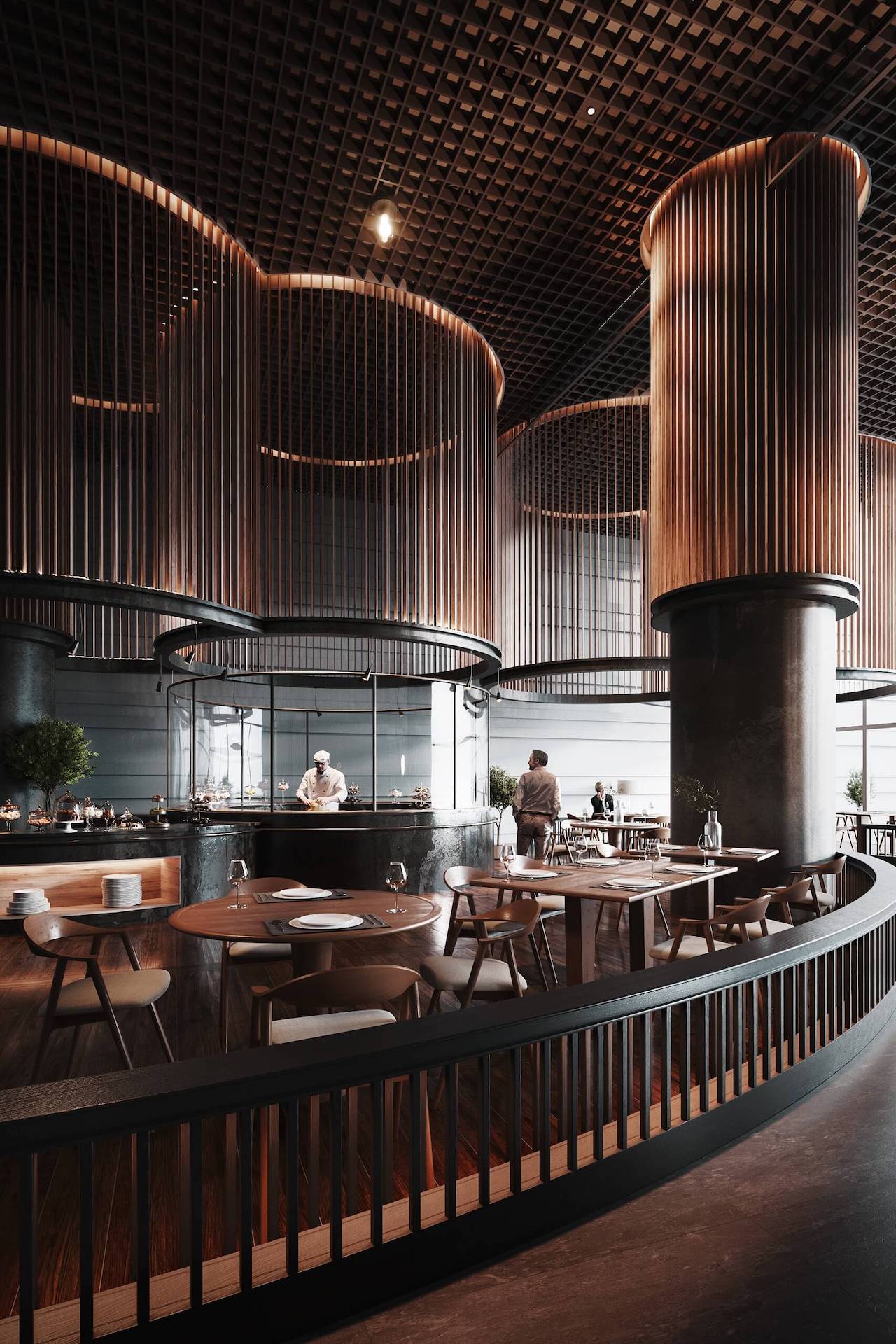 3D Rendering of a Hotel Lobby Restaurant