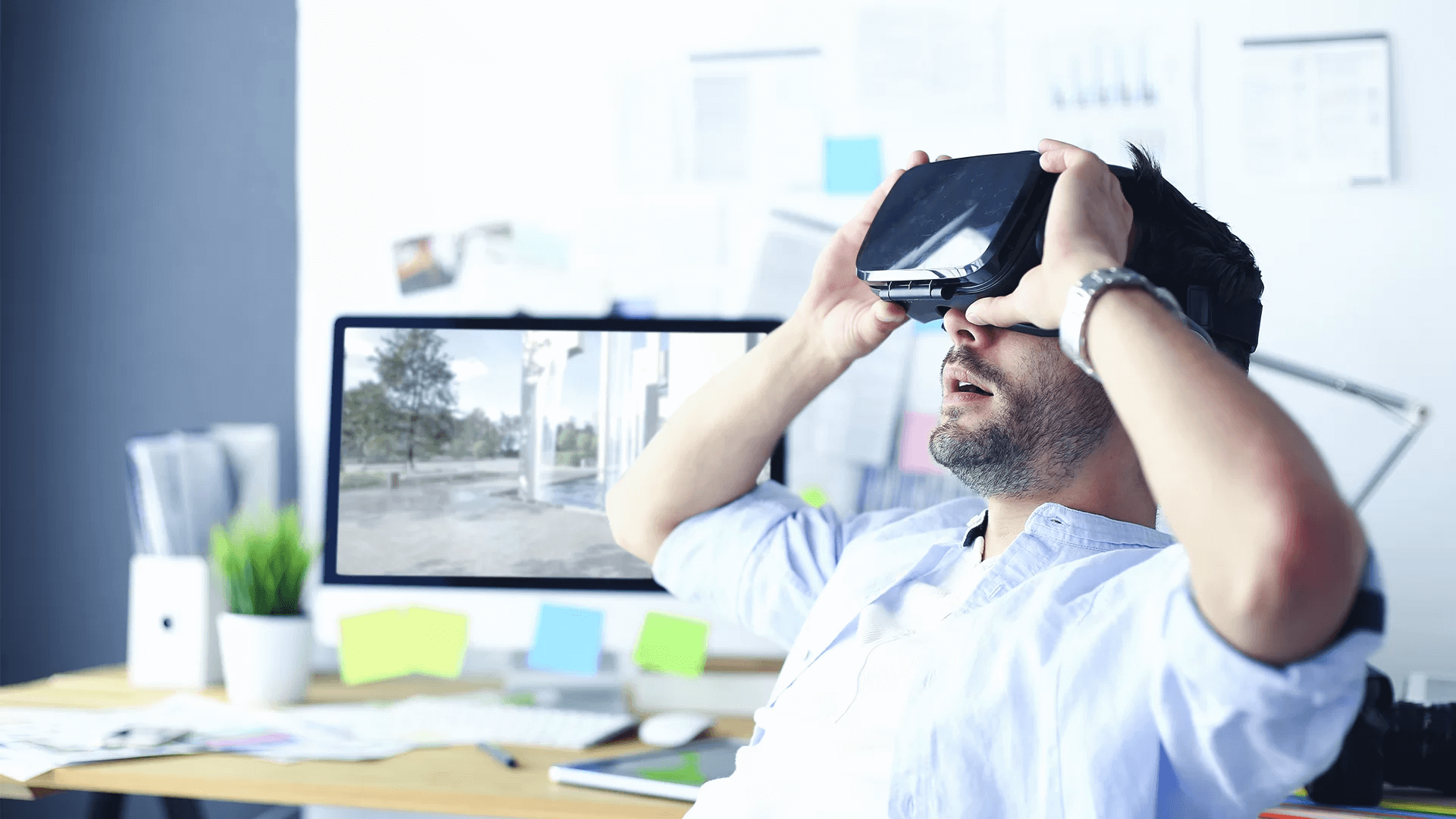 An Architect Using a VR Headset