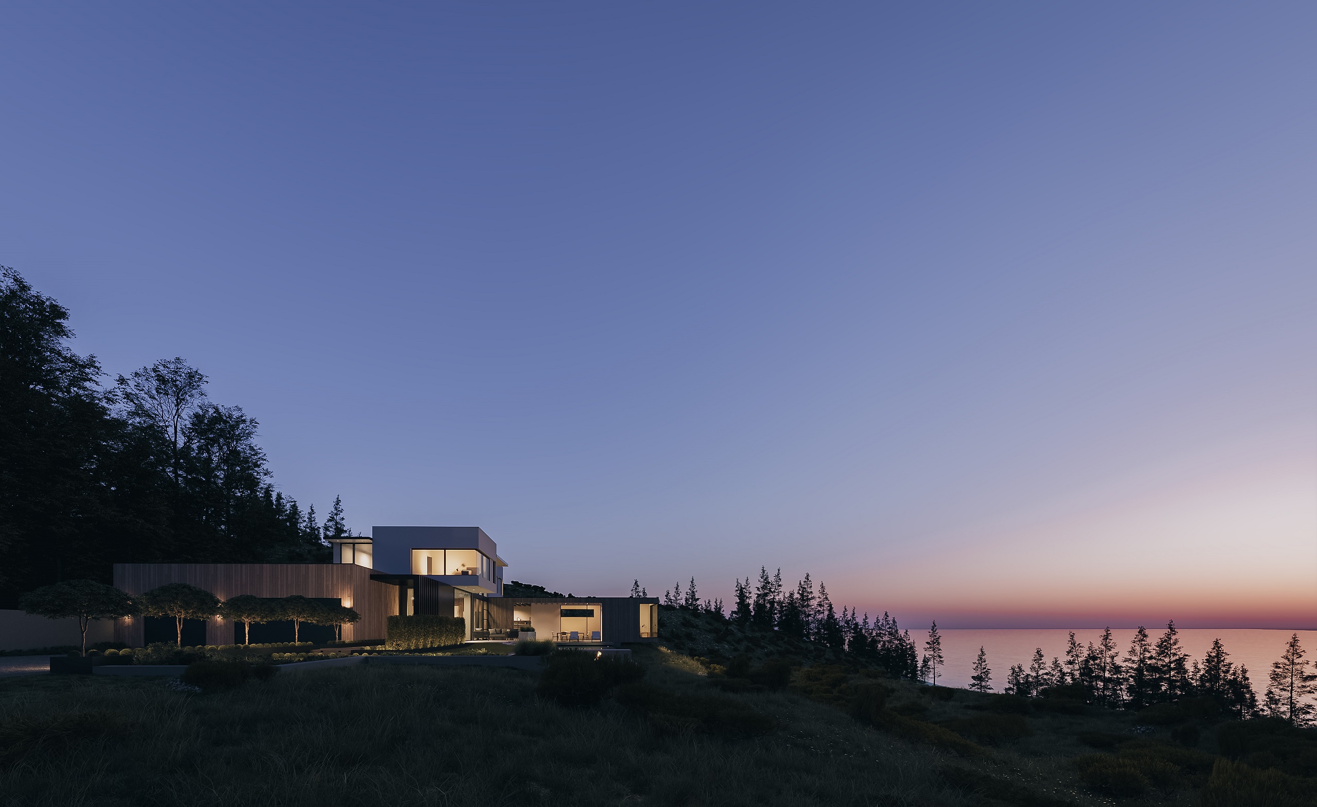 Lakeside House Exterior 3D Visualization