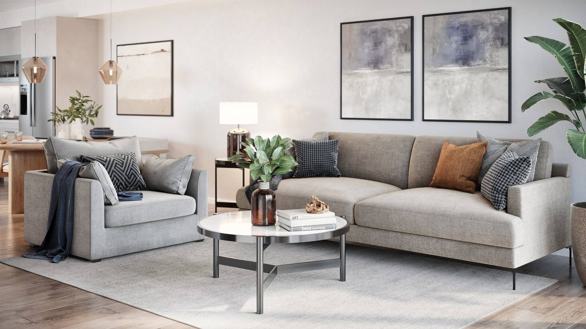 Living Room 3D Rendering for Real Estate Listing