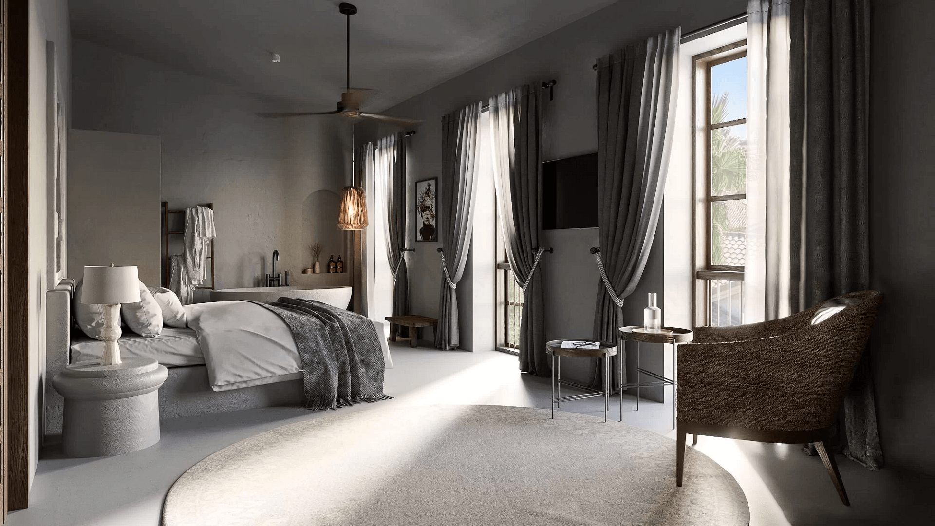 3D Architectural Visualization of a Hotel Room Design