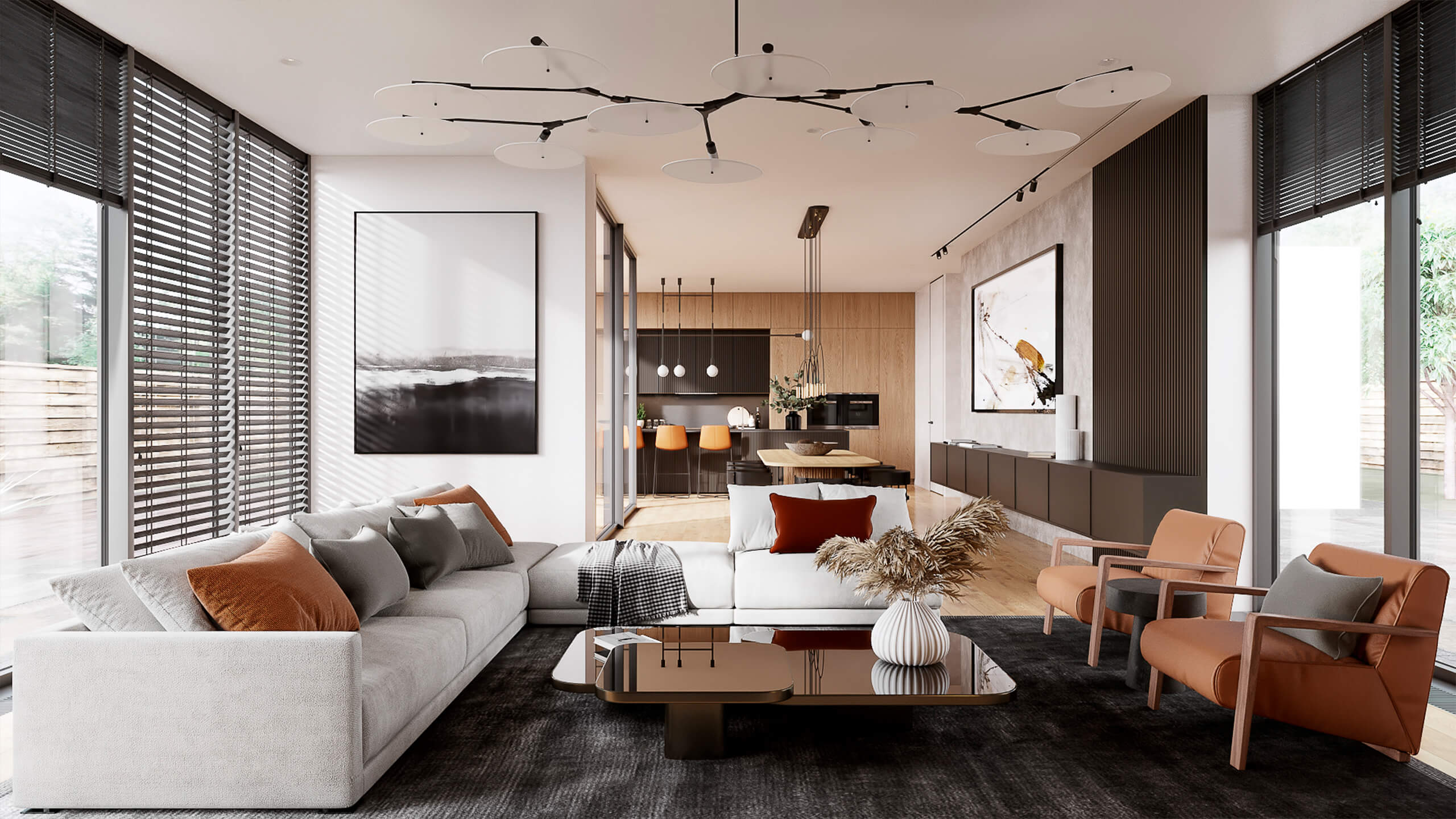 3D Rendering of Living Room Design