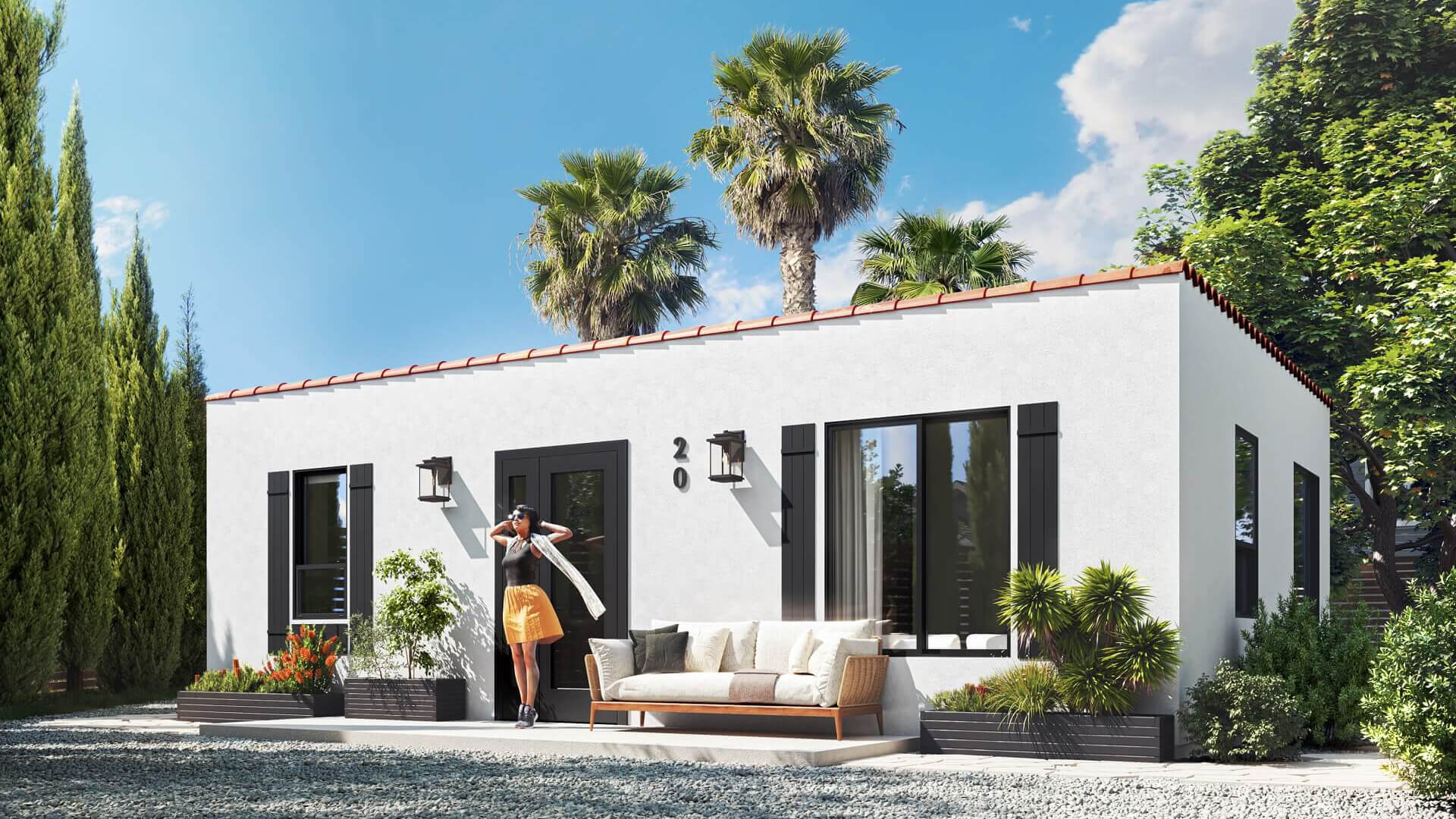 ADU 3D Rendering for a Spanish-style Bungalow in Los Angeles