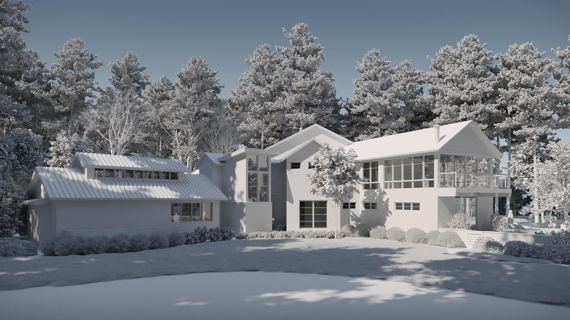 3D Grayscale House Visualization