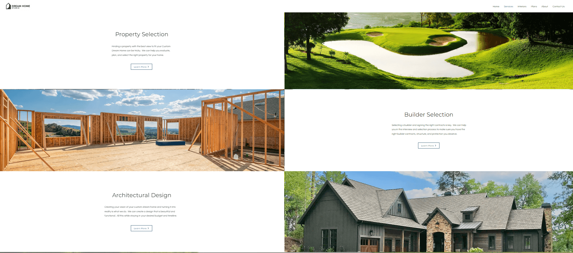 Screenshot of Architects' Landing Pages