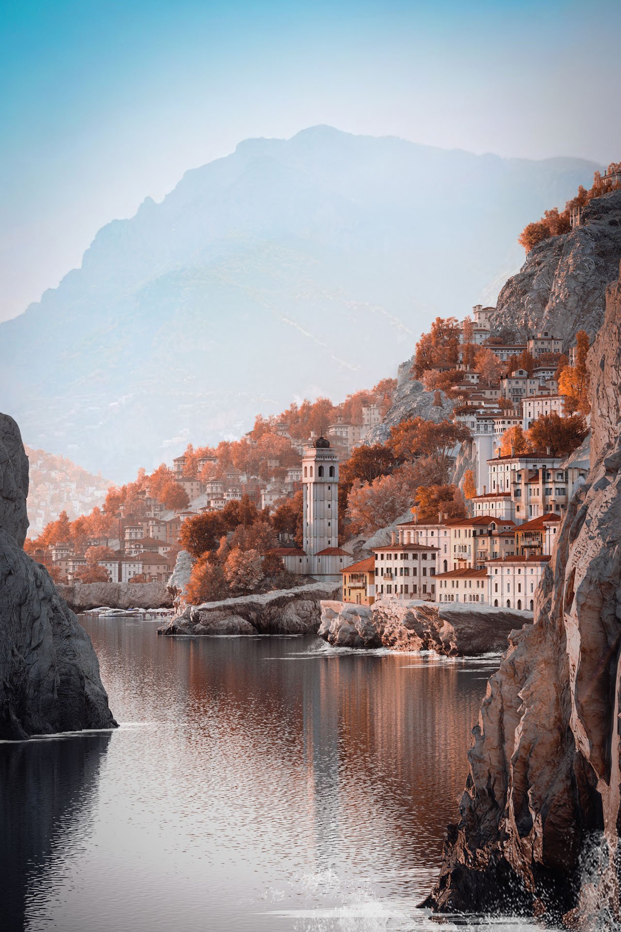 Fall 3D Rendering of Mediterranean-Inspired City