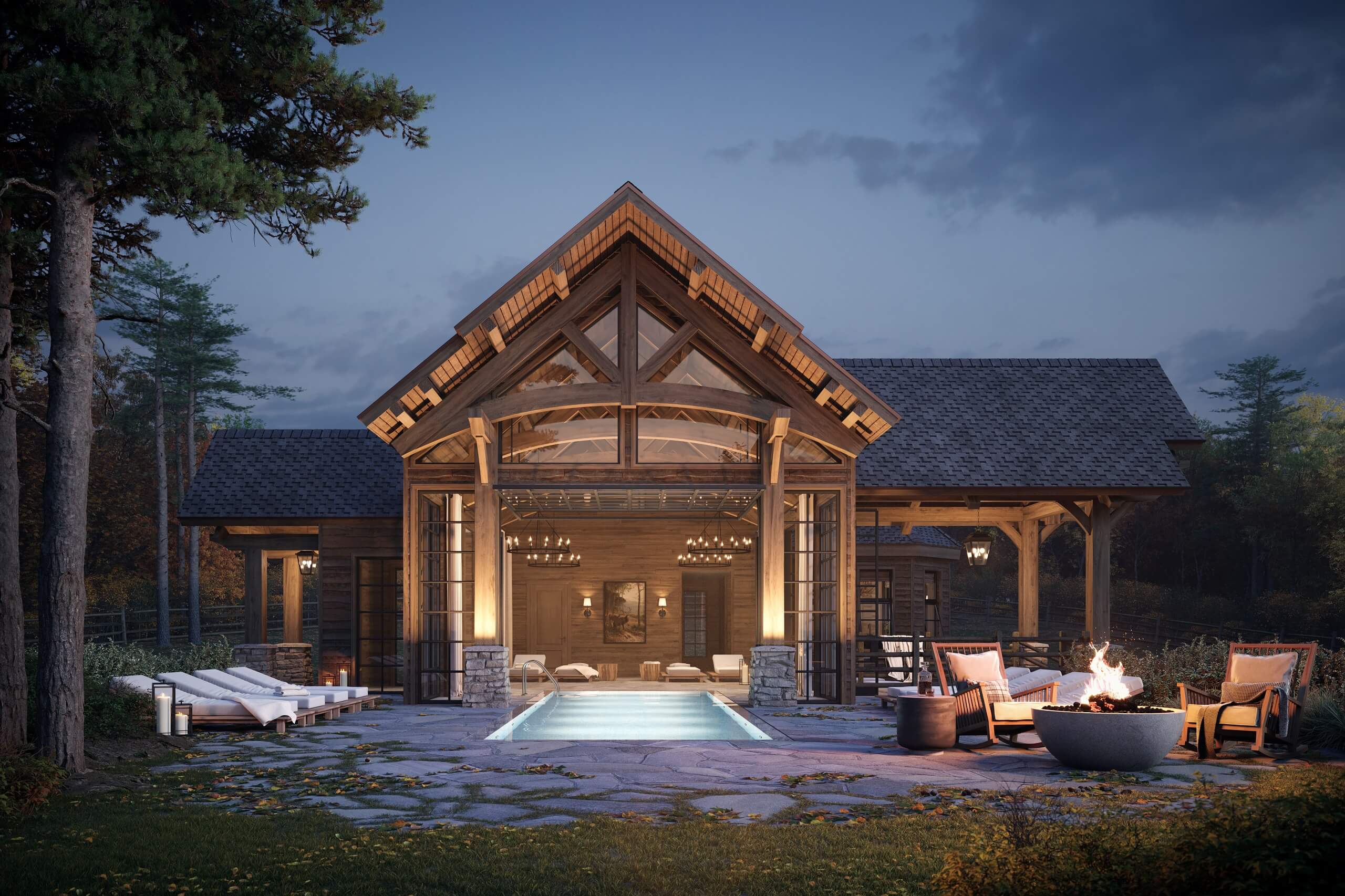 Poolhouse Exterior 3D Render for Hyatt