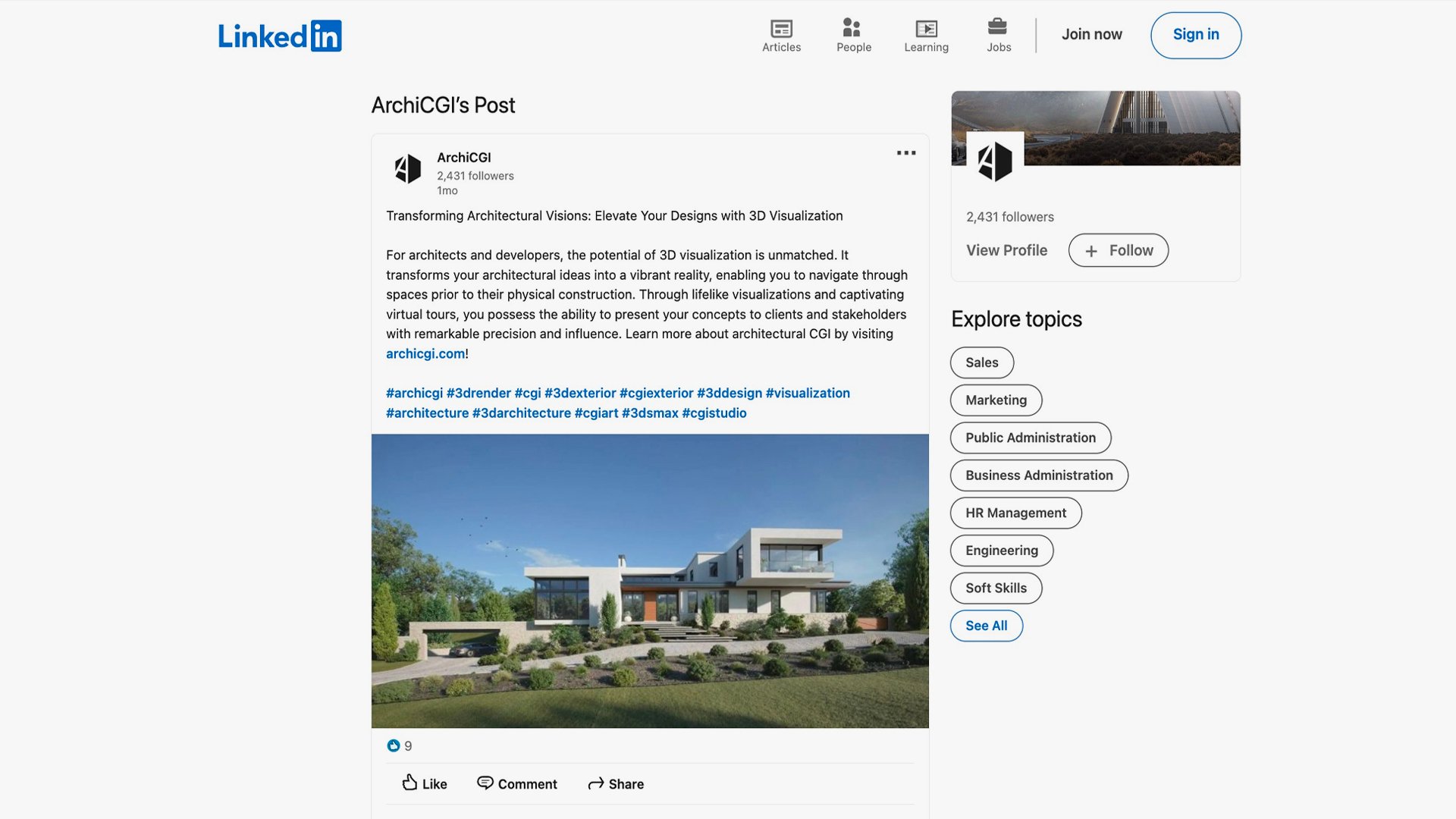Visuals on LinkedIn for Architects