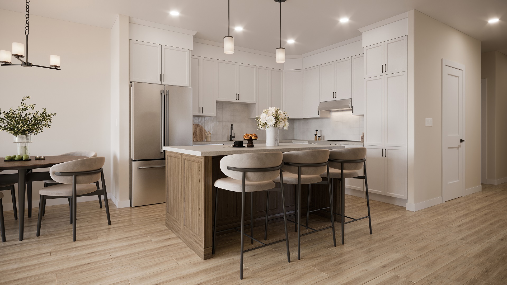 Energy-efficient Homes 3D Rendering: Elegant Kitchen