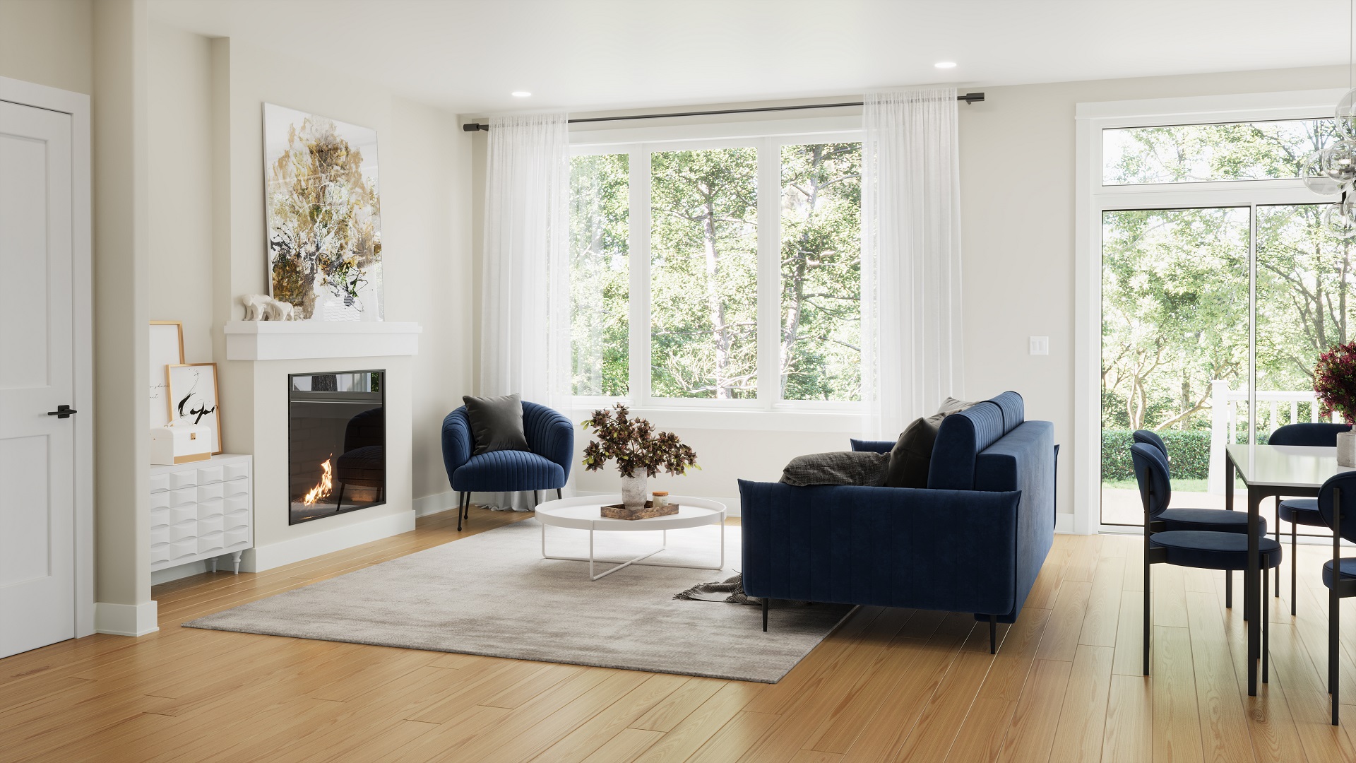 Energy-efficient Homes 3D Rendering: Living Room Interior