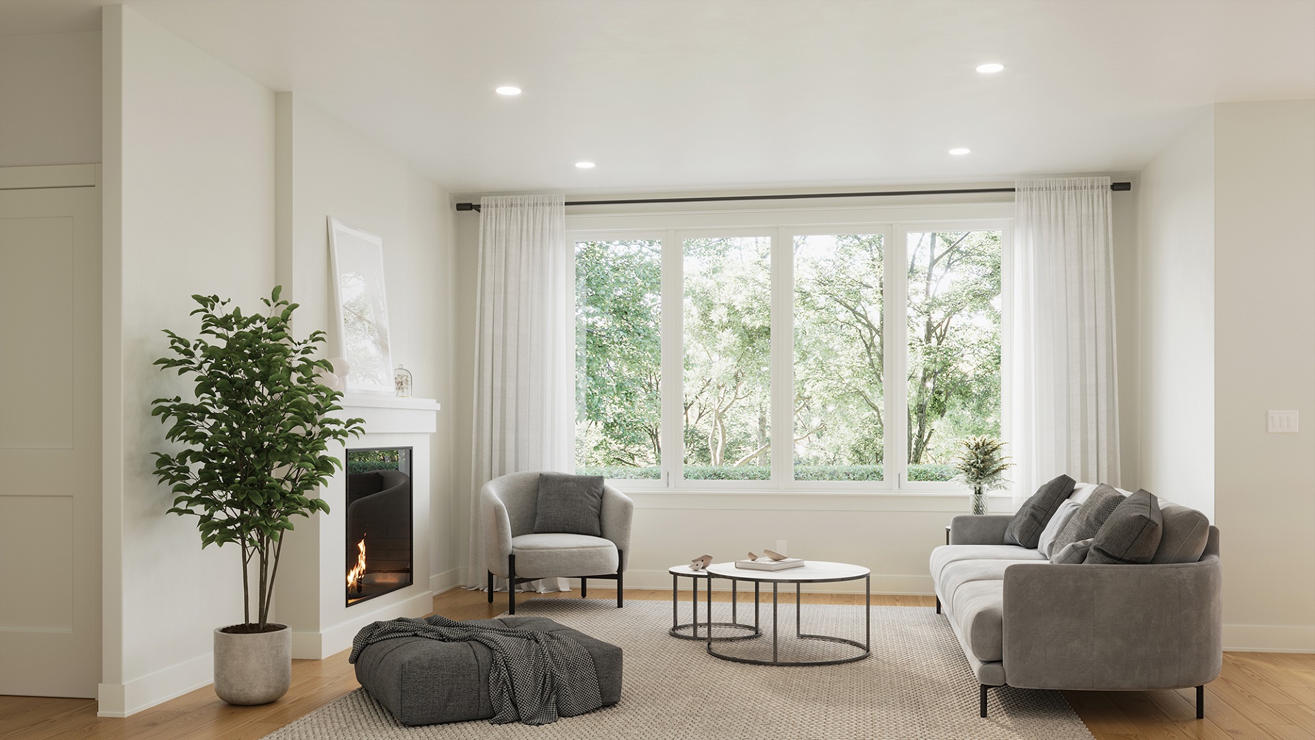 Energy-efficient Homes 3D Rendering: Cozy living Room