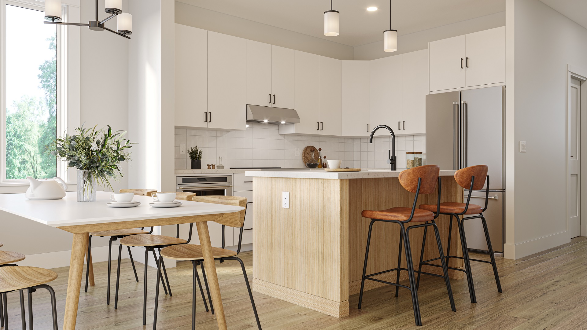 Energy-efficient Homes 3D Rendering: Modern Kitchen Interior