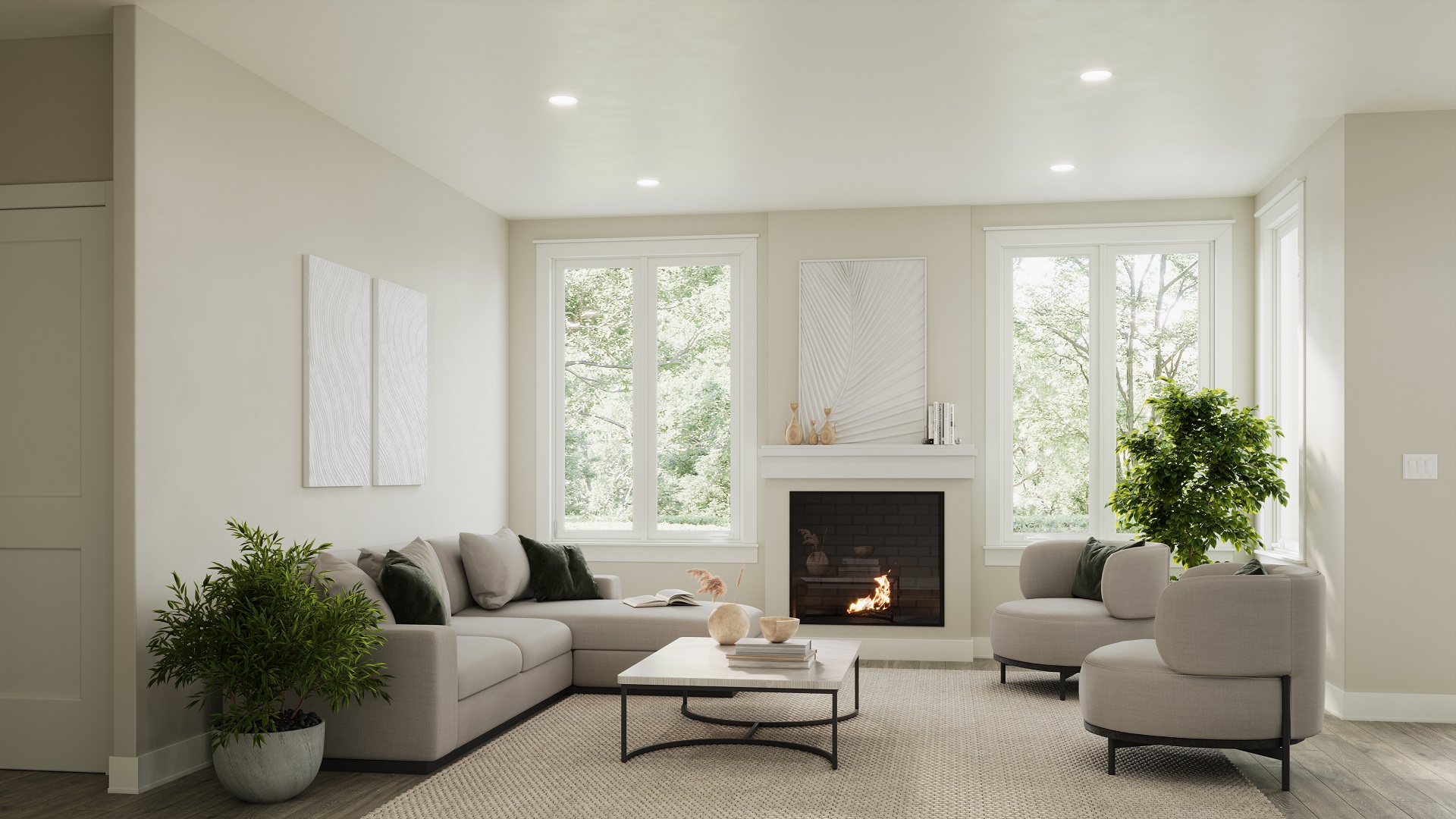 Energy-efficient Homes 3D Rendering: Living Room Space