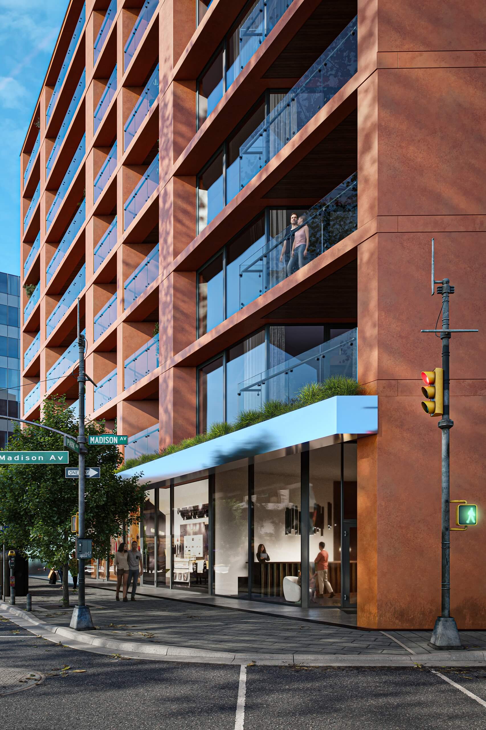 Side 3D View of a Mid-rise Building