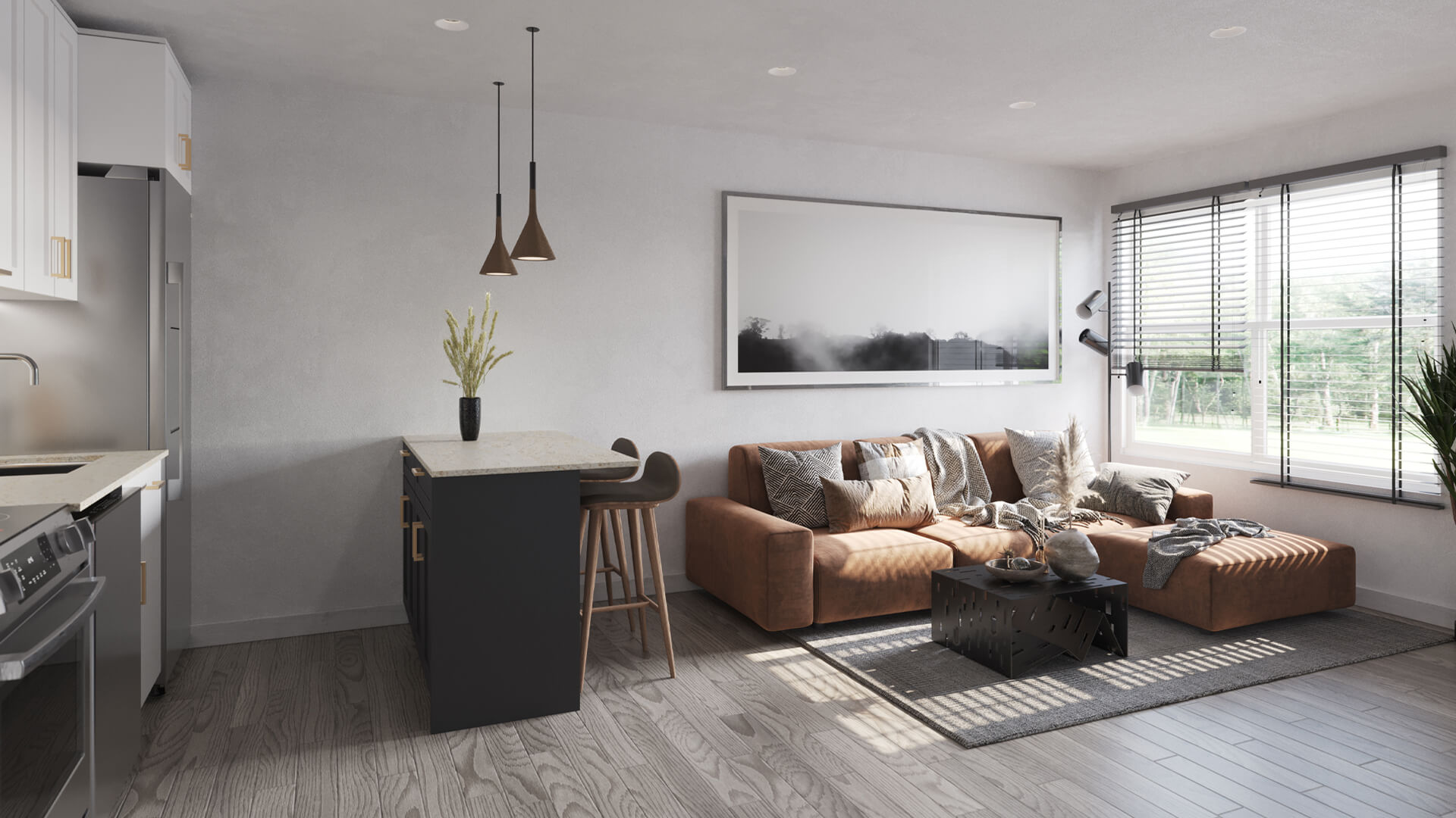 Realistic CGI of a Living Room