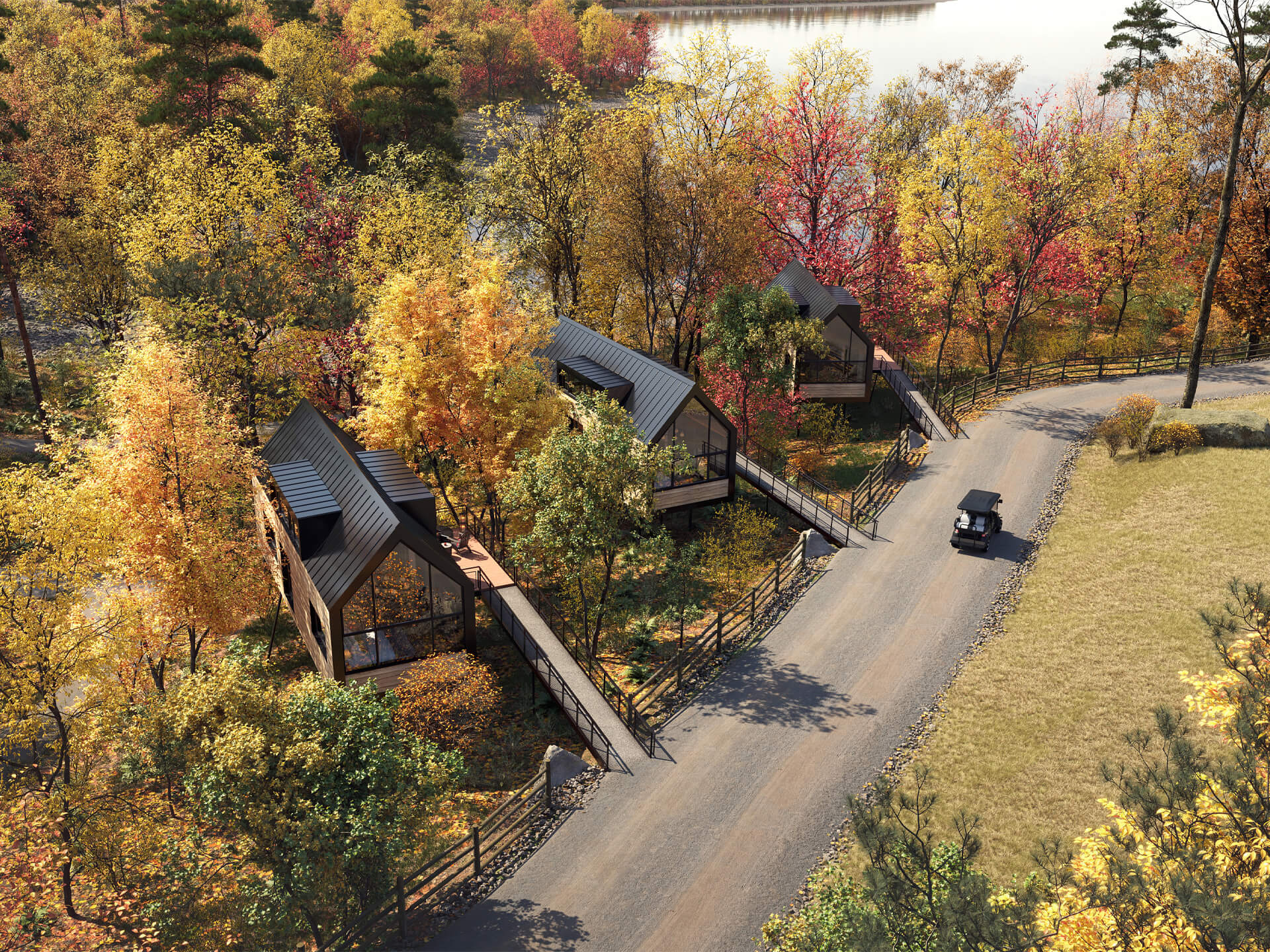 Autumn 3D Visuals for Hyatt Glamping Lodges