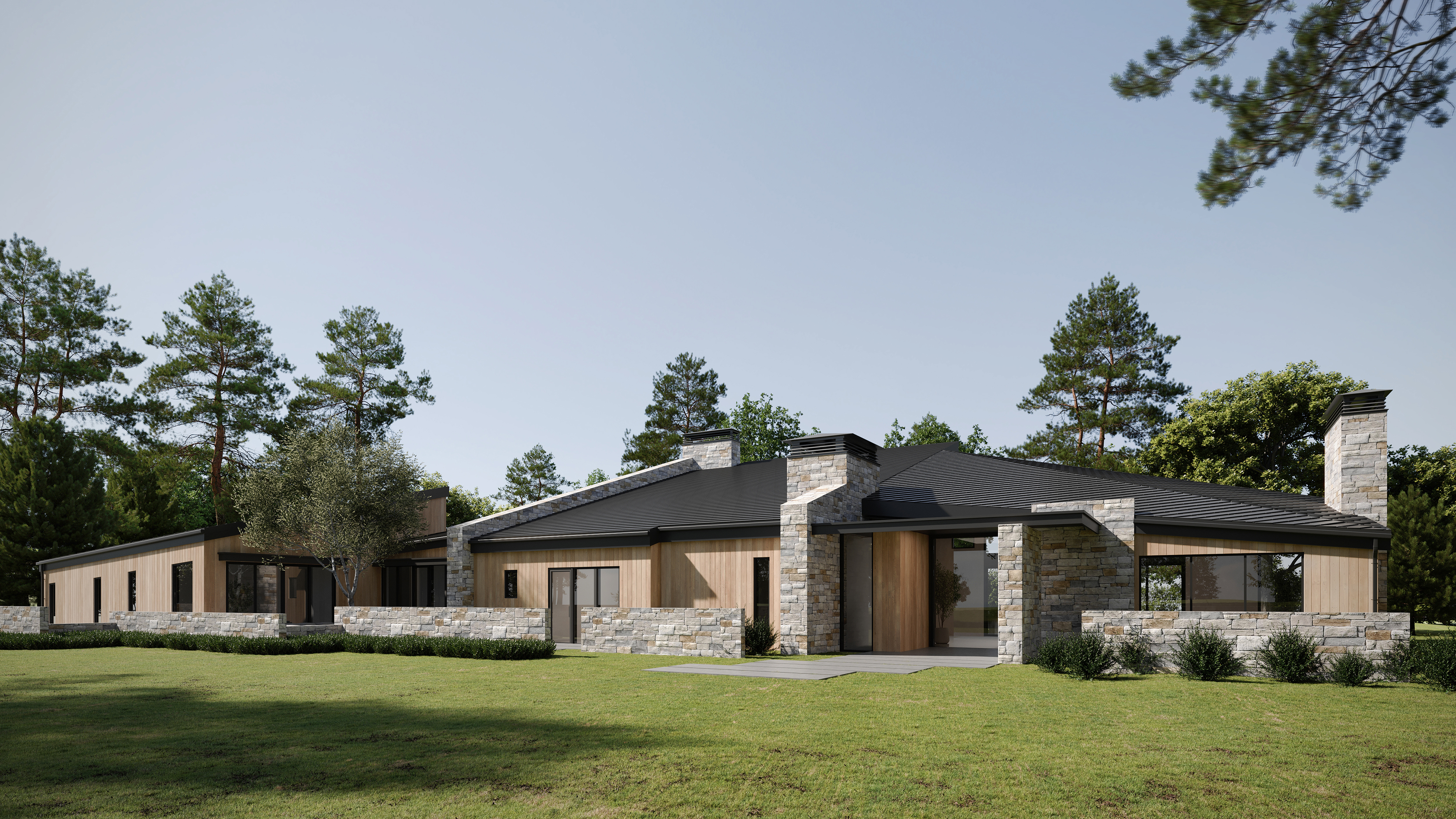 Exterior 3D Render of a Residence in Pebble Beach, California