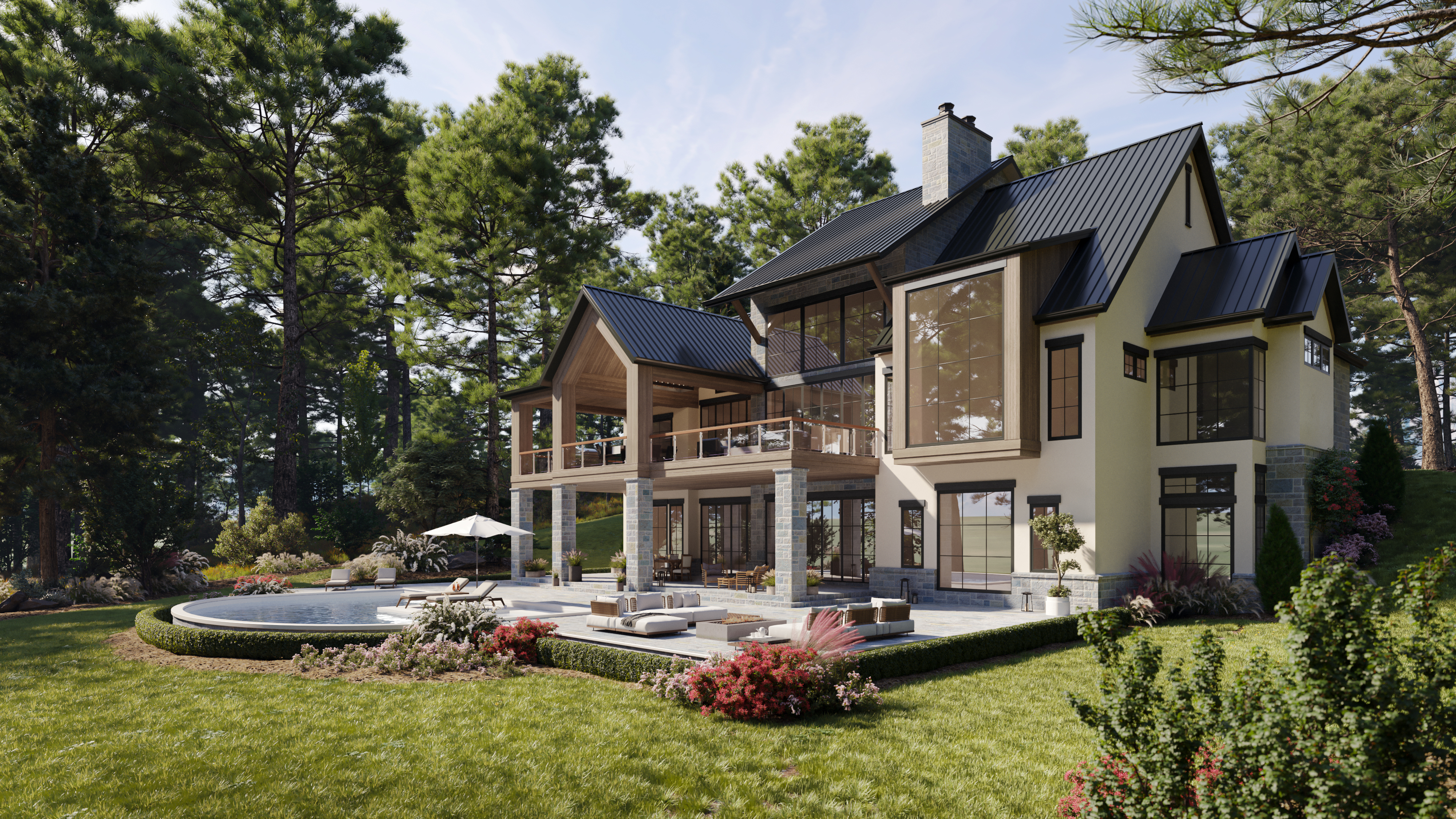 3D Exterior Render of a Luxury House in the USA