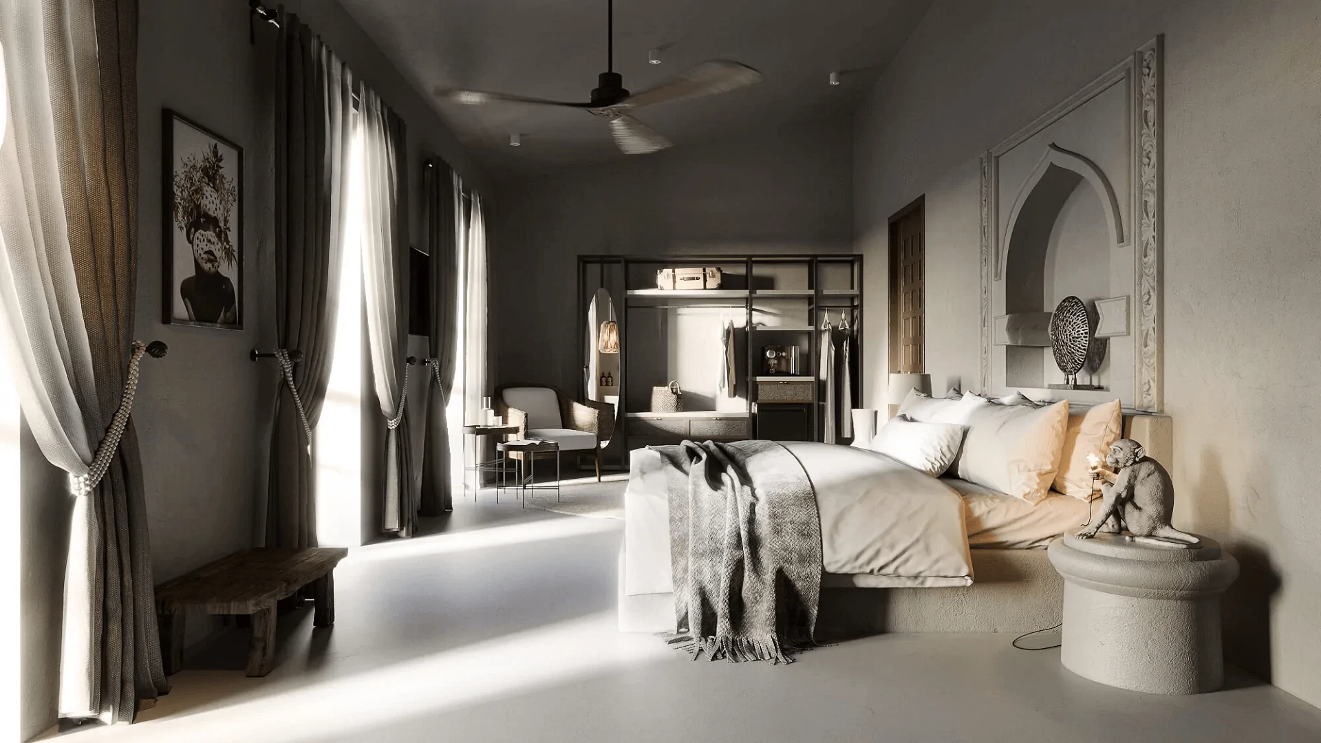 Hotel Room Interior Rendering