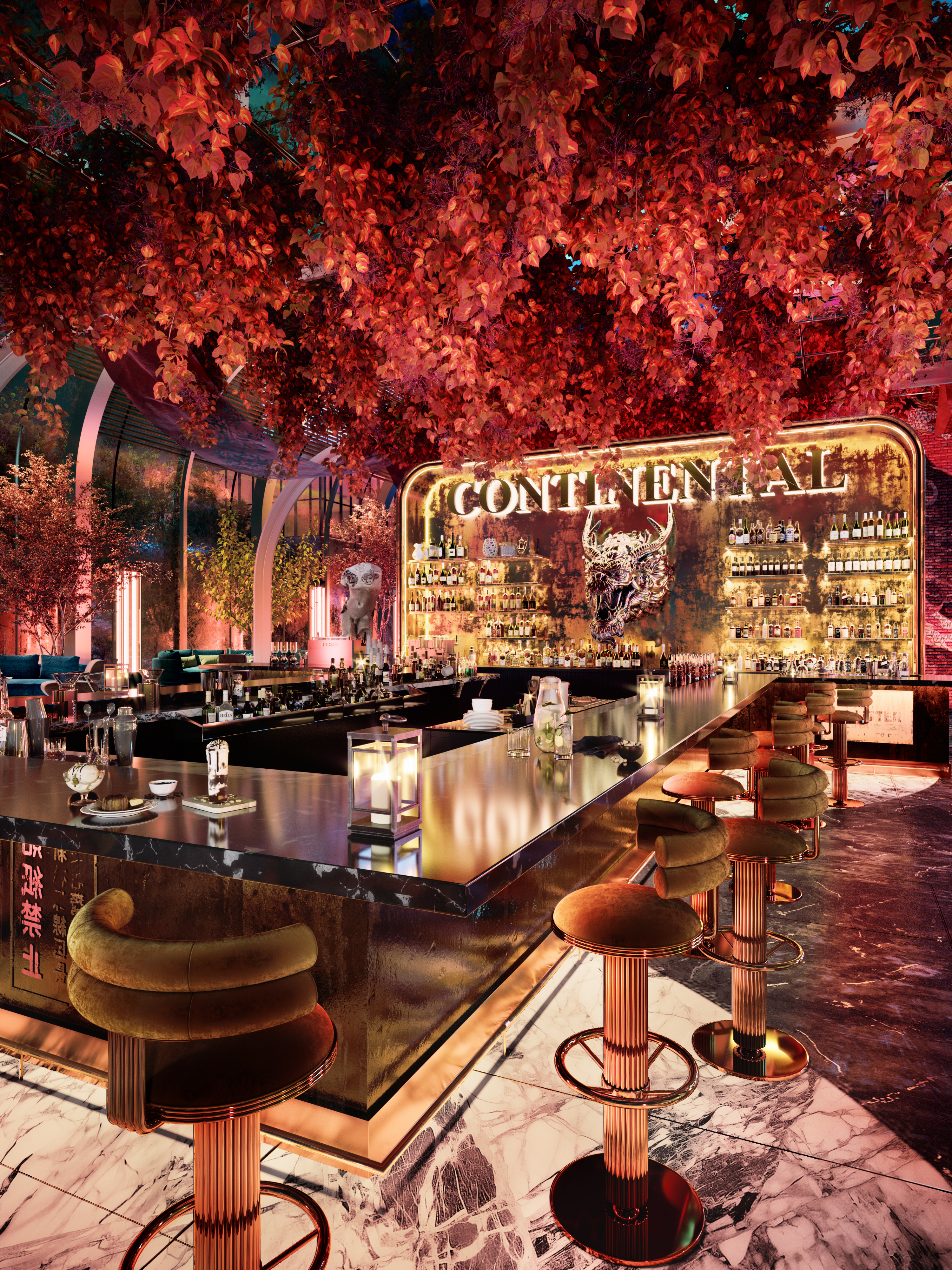 3D Render of a Luxurious Bar