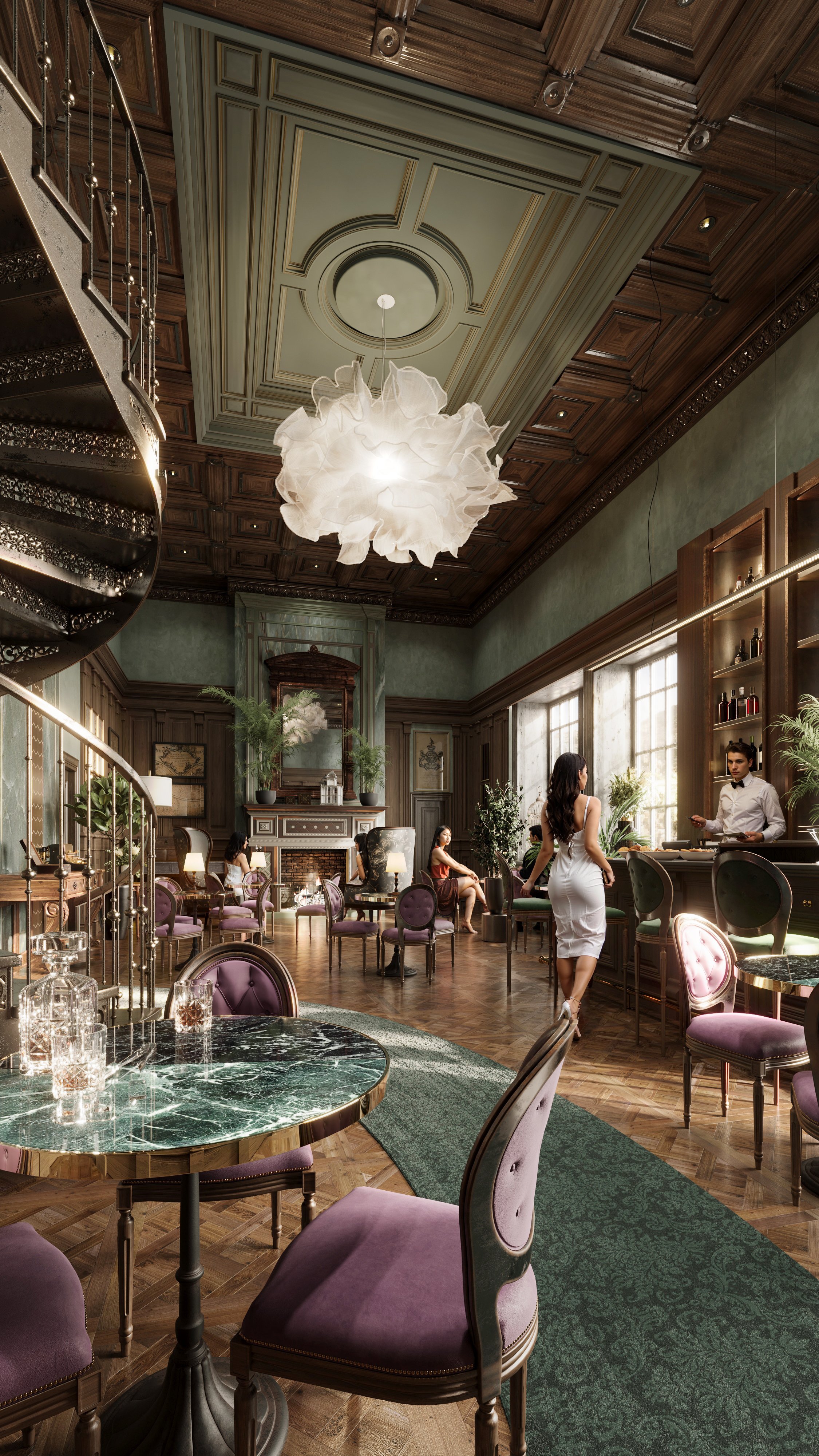 Interior 3D Visualization of an Upscale Restaurant