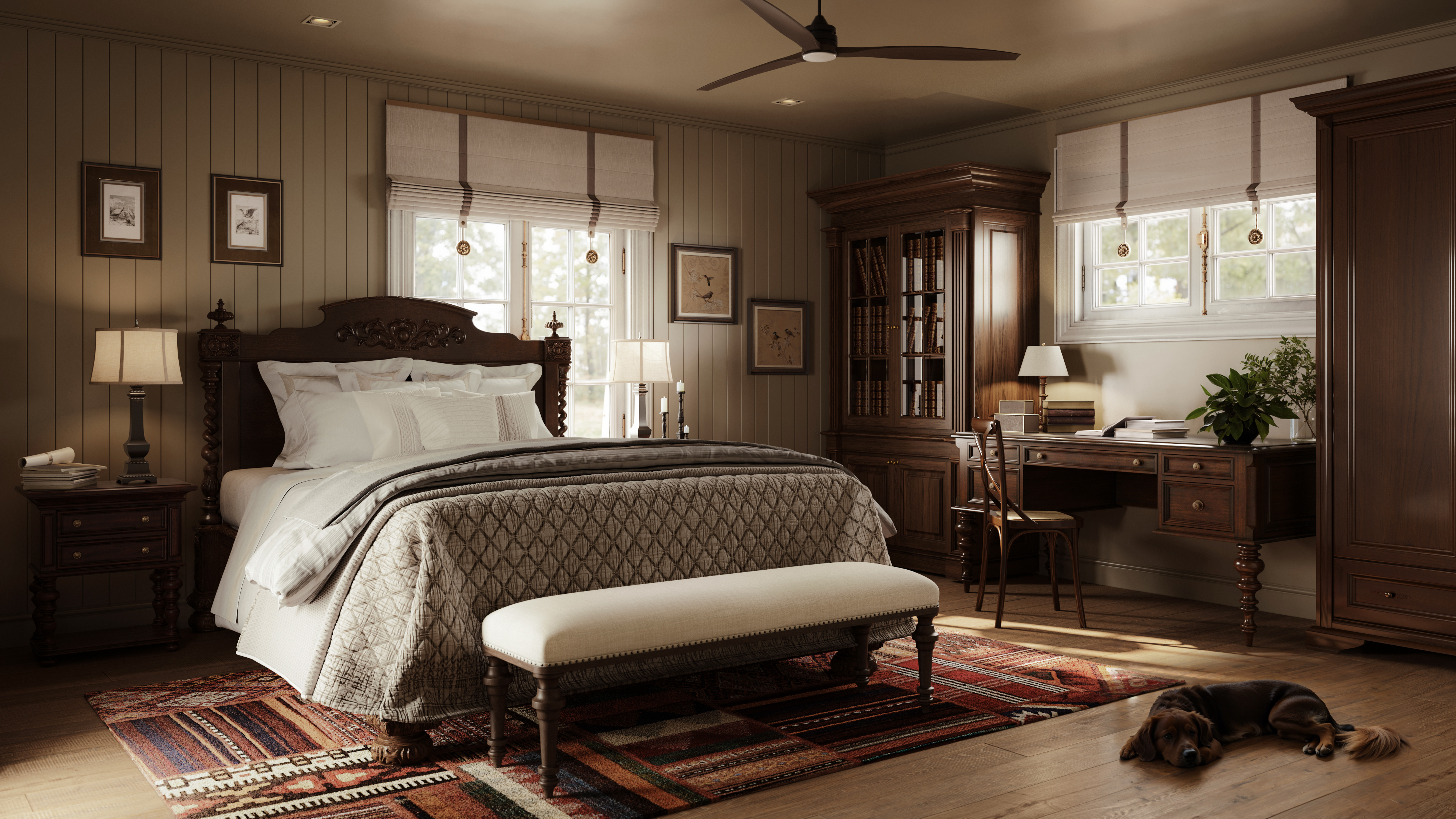 3D Render of a Bedroom in Traditional Style